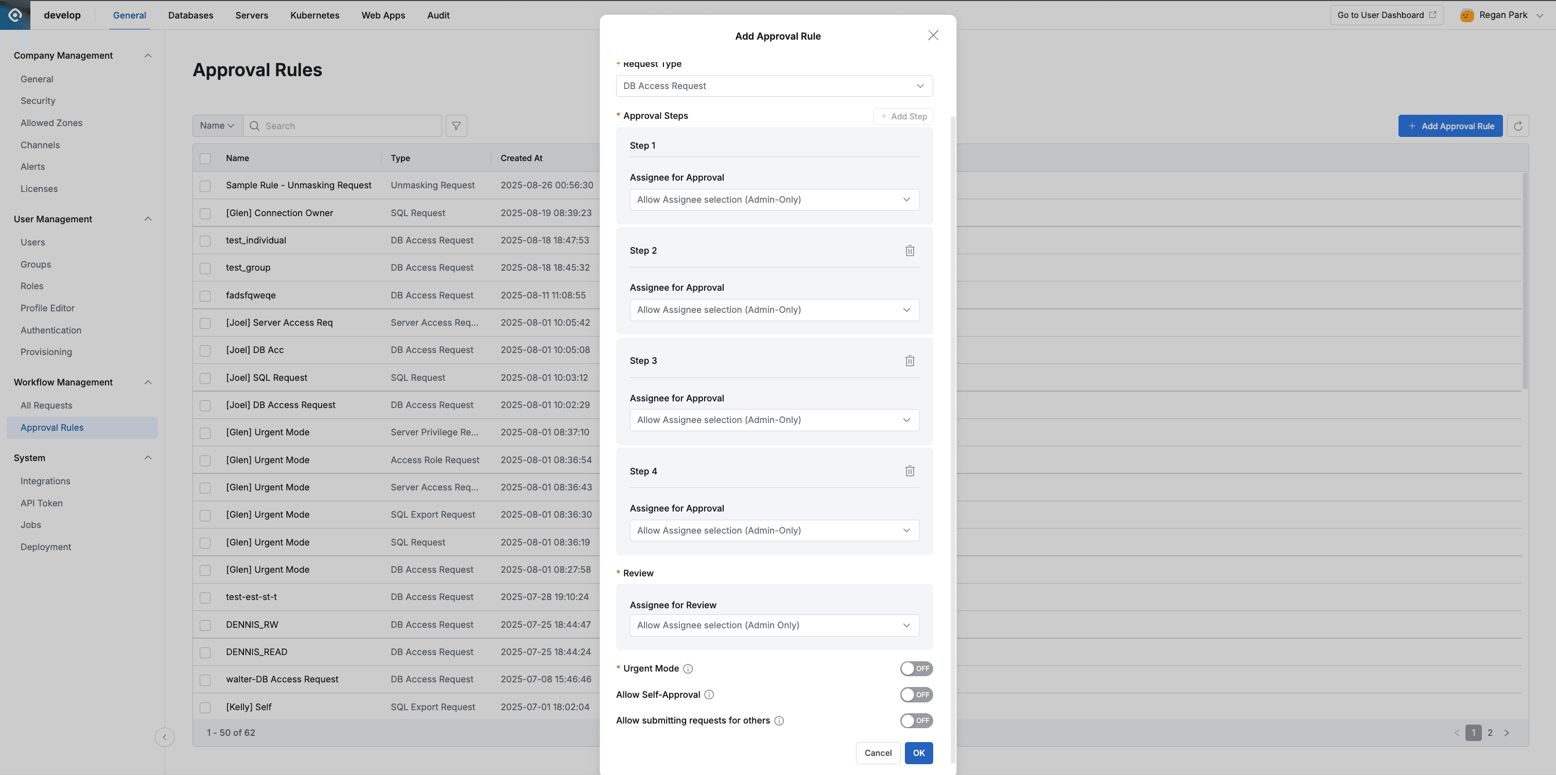 Administrator > General > Workflow Management > Approval Rules > Add Approval Rule