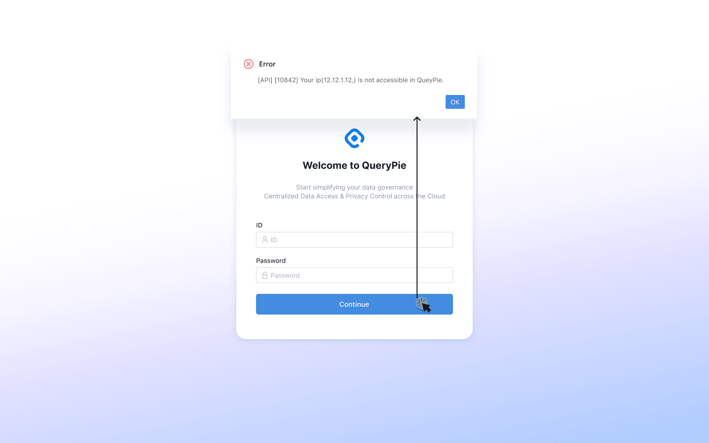 When not matching Allowed Zone registered in Users > Update User