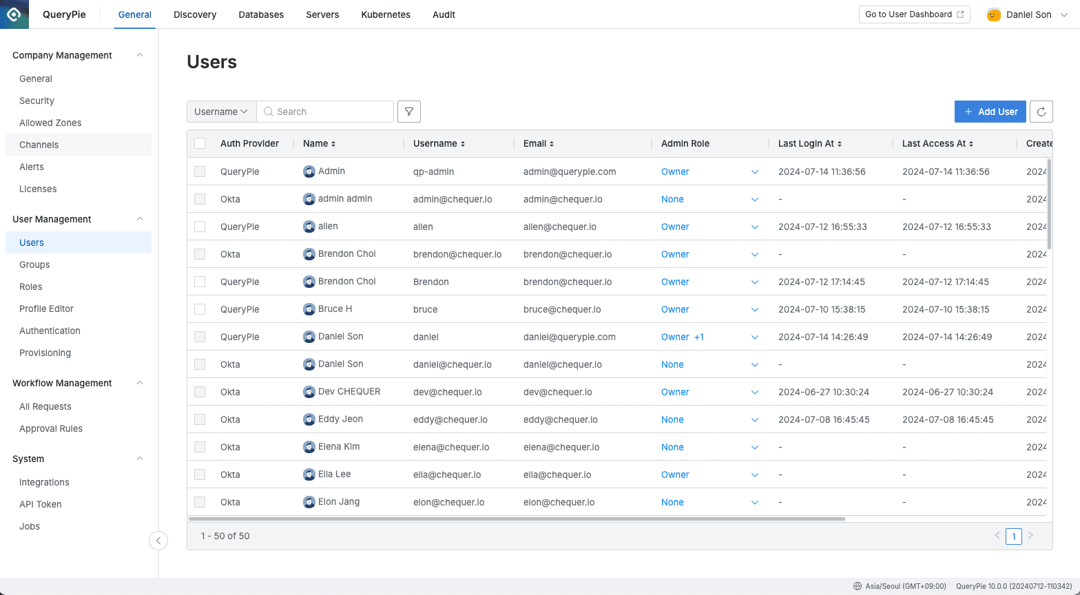 Administrator > General > User Management > Users