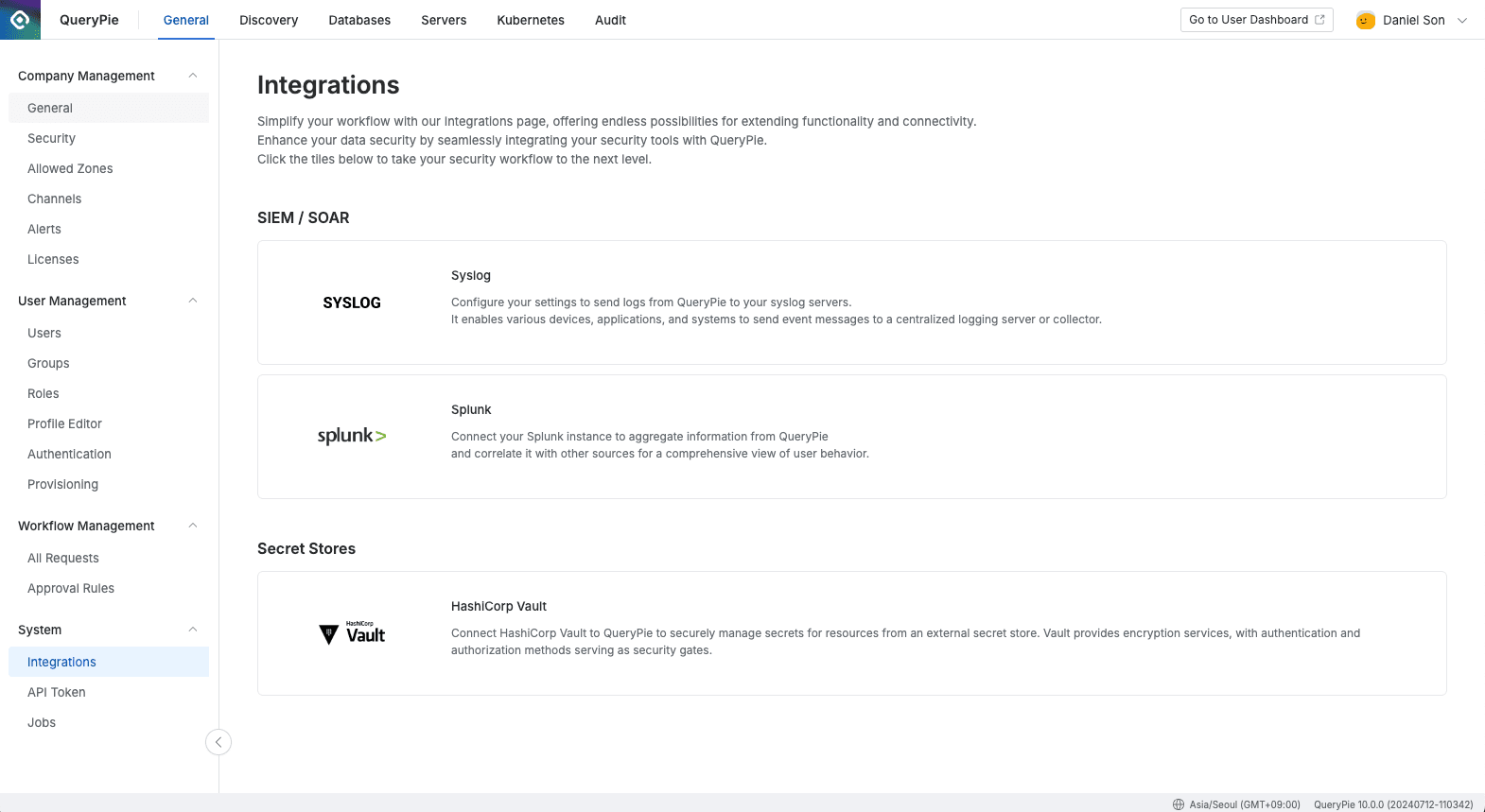 Administrator > General > System > Integrations