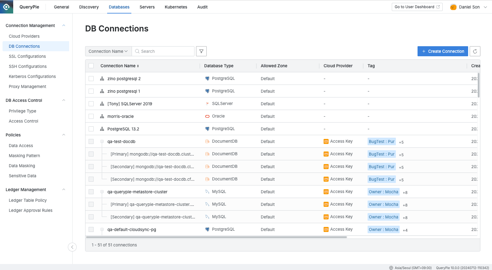 Administrator > Databases > Connection Management > DB Connections