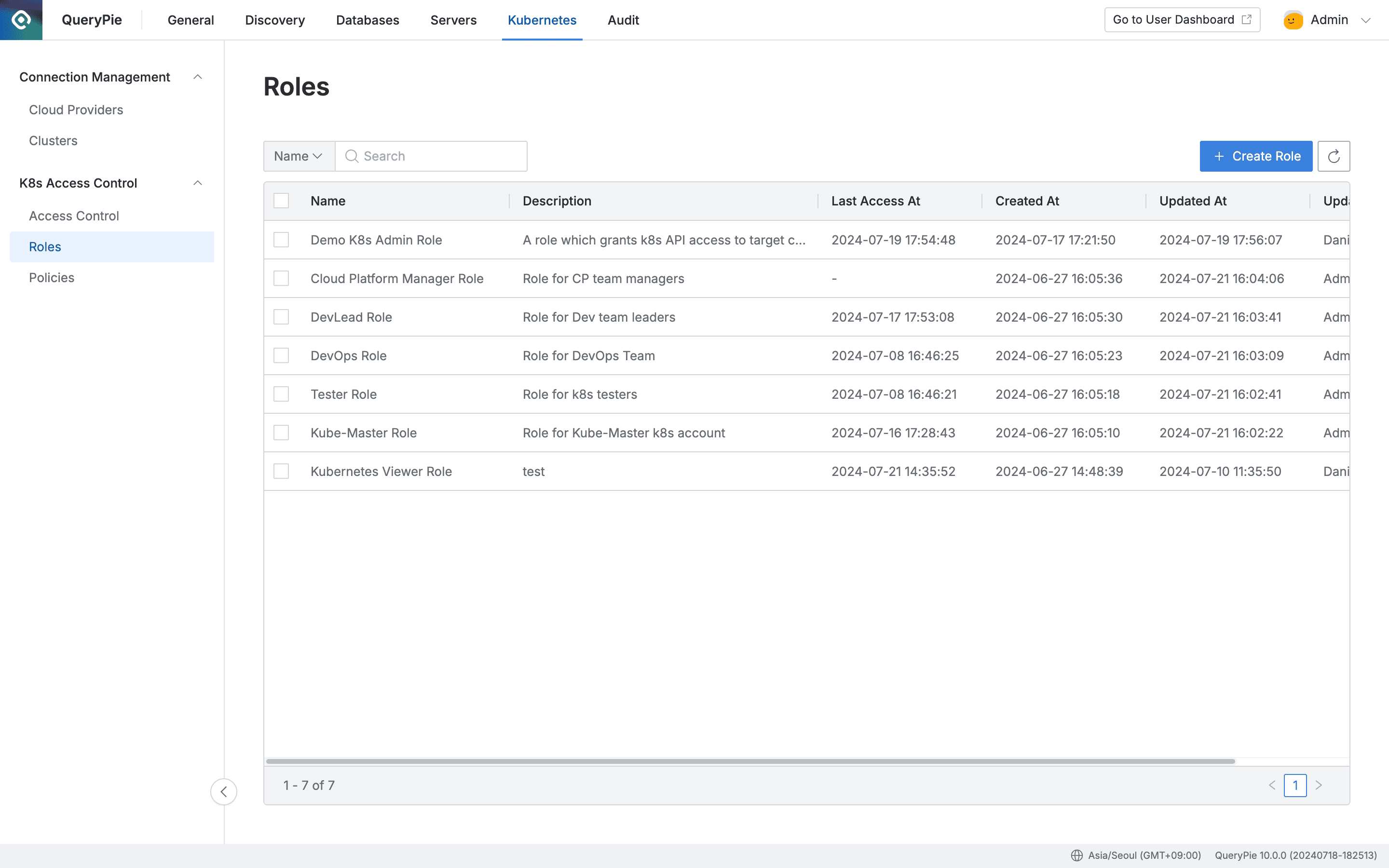 Administrator > Kubernetes > K8s Access Control > Roles