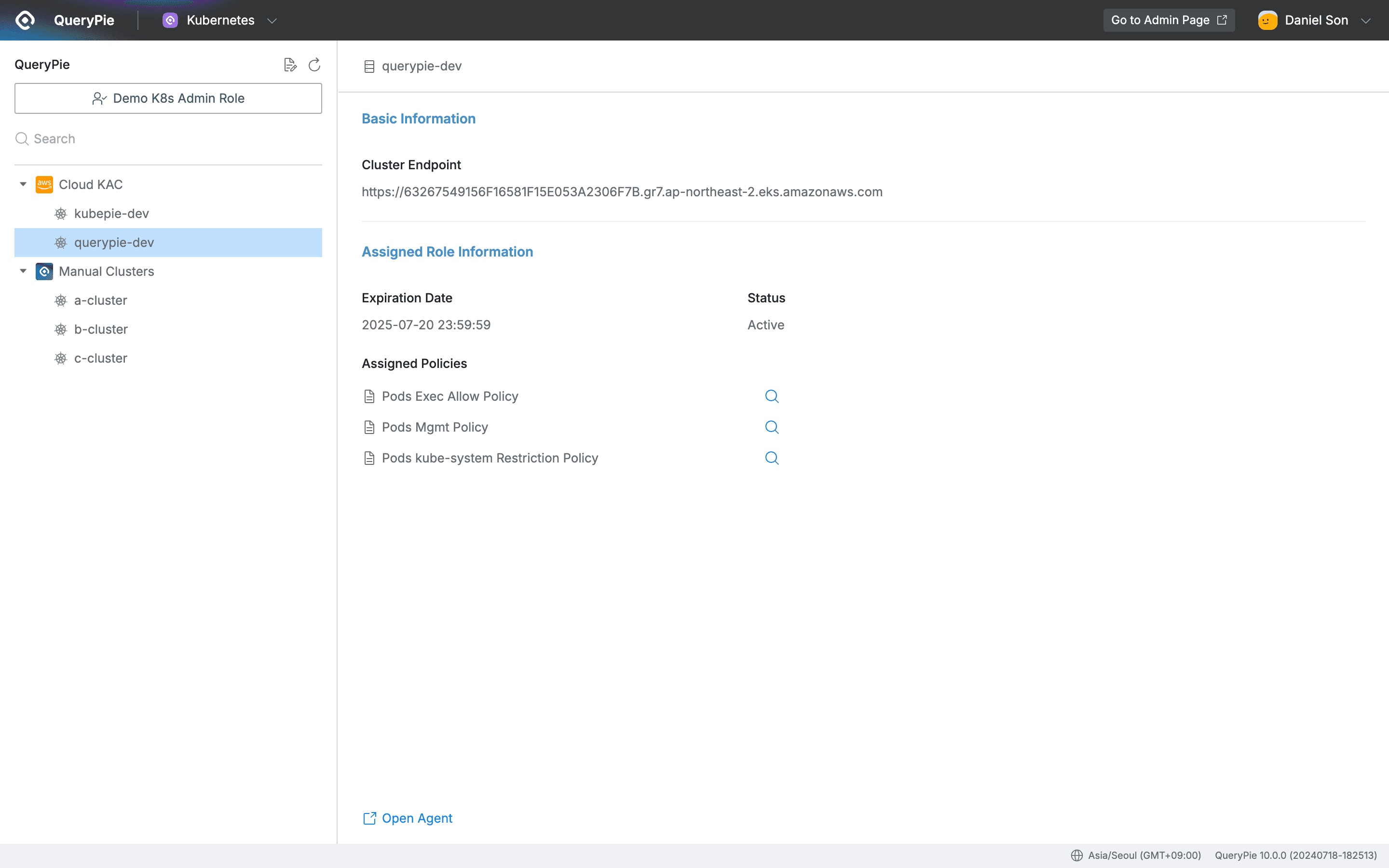 QueryPie Web > System Access Control > Kubernetes