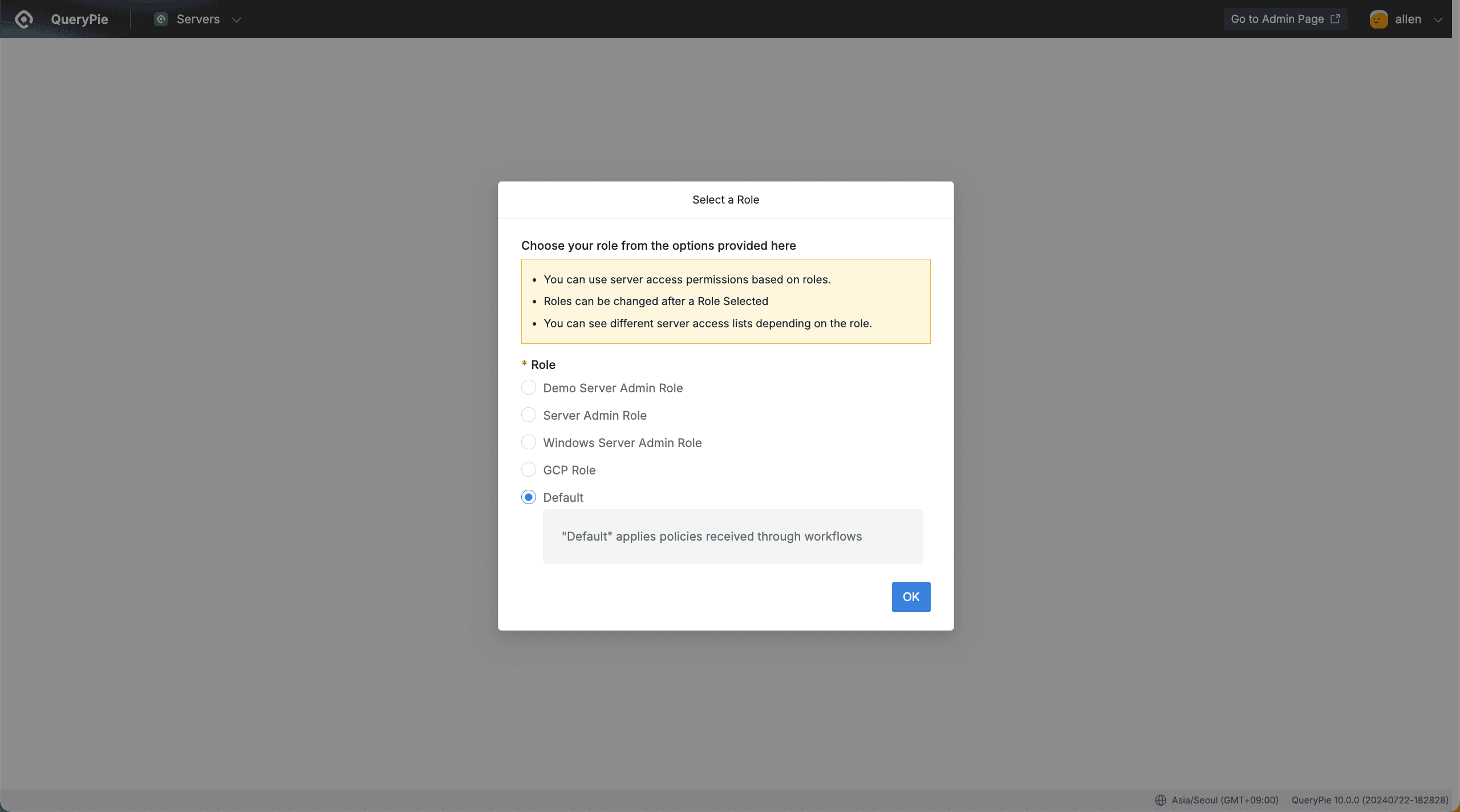 QueryPie Web > System Access Control > Kubernetes > Select a Role