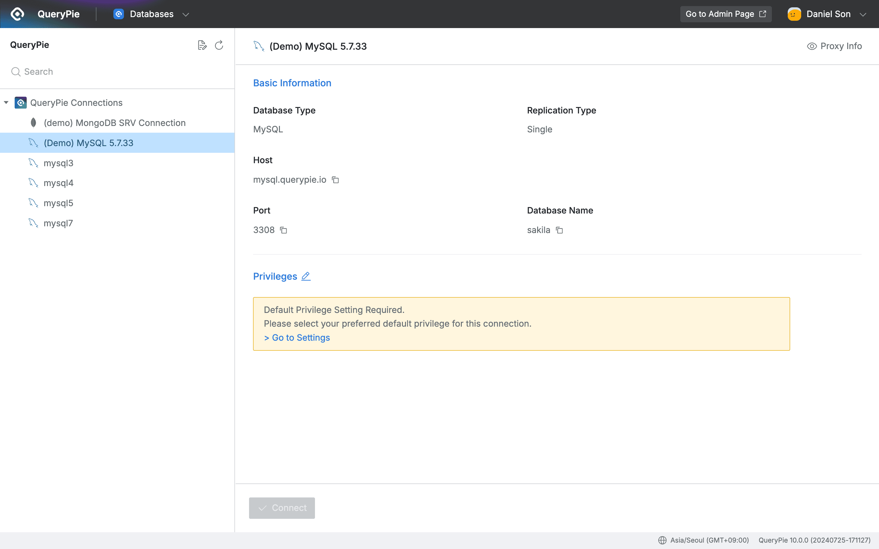 QueryPie Web > Database Access Control > Databases > Privileges