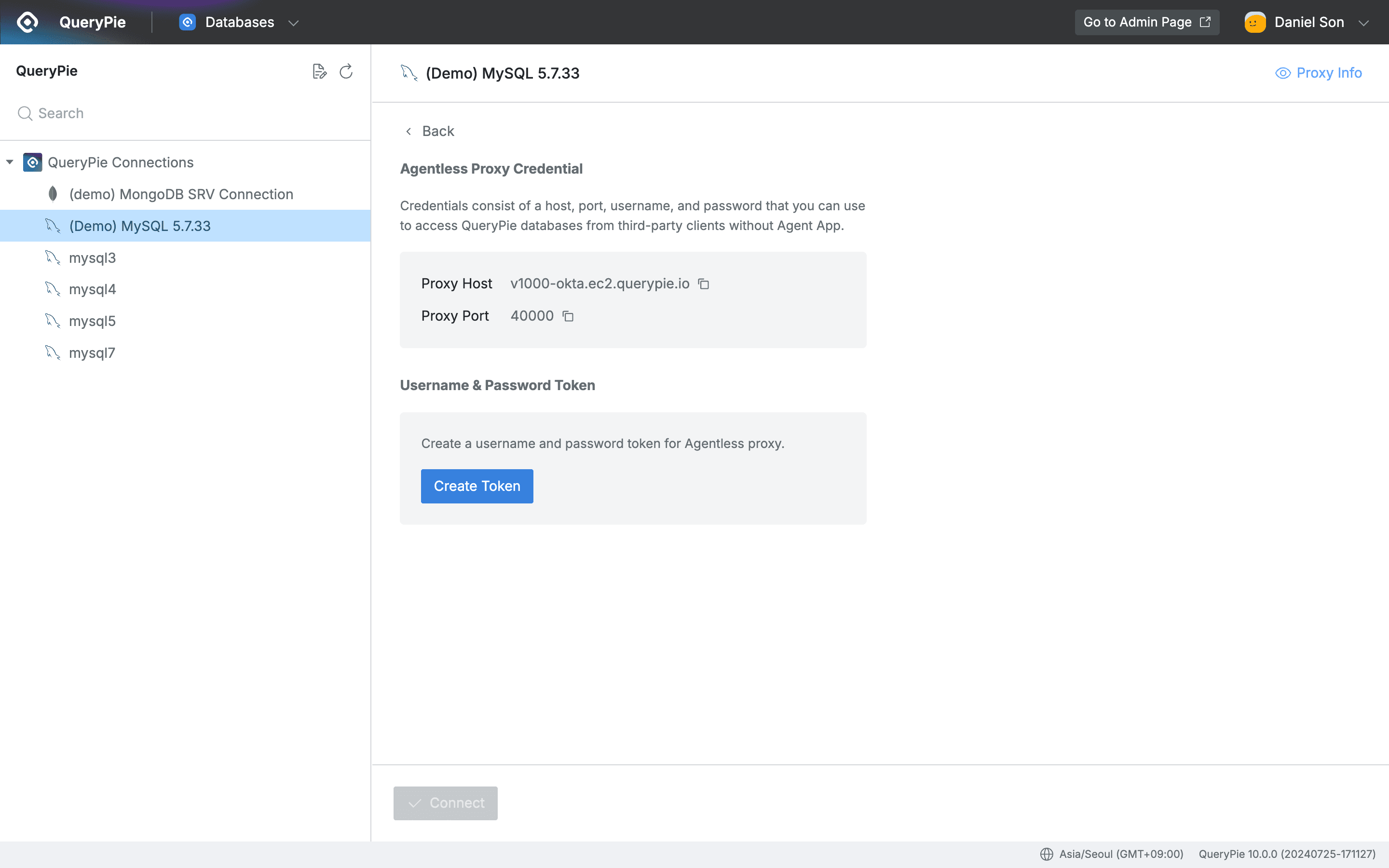 QueryPie Web > Data Access Control > Databases > Proxy Info
