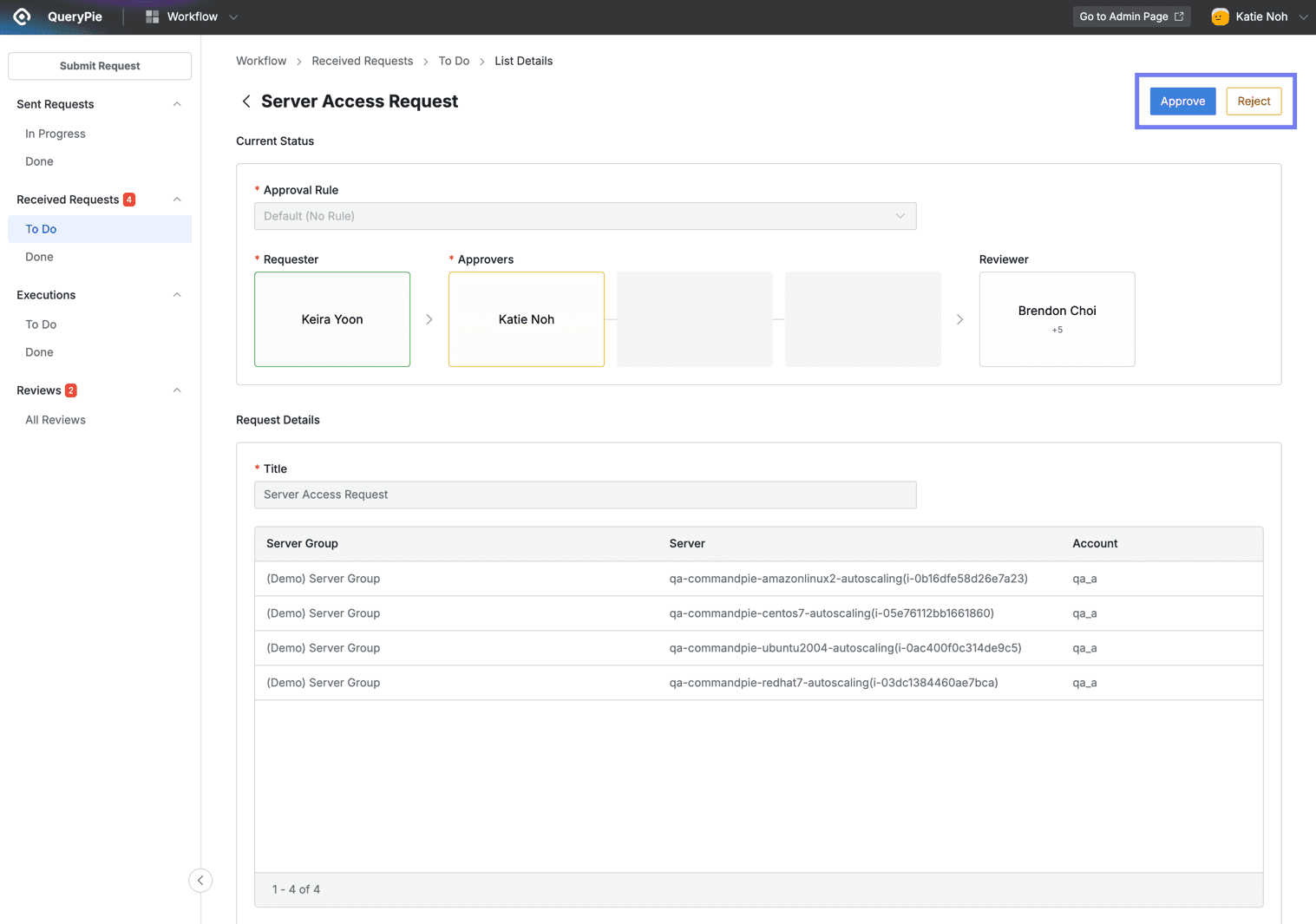 Workflow > Received Requests > To Do > List Details