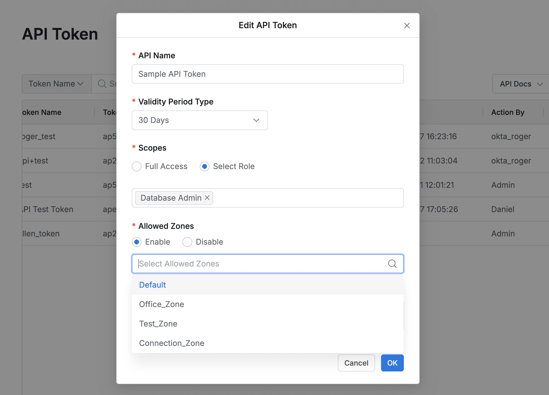 General Settings > System > API Token > Edit API Token