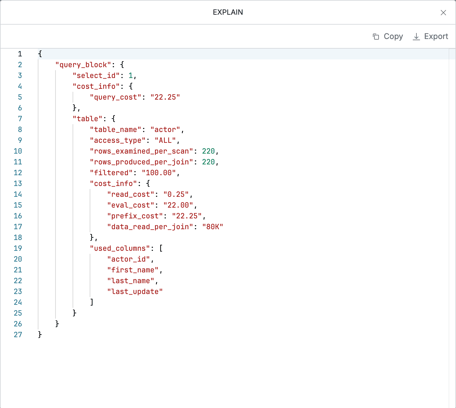 You can copy and export JSON results.