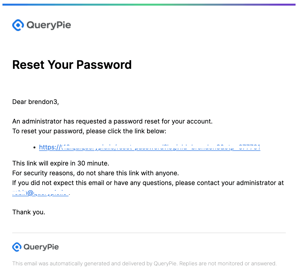 Password Reset Email