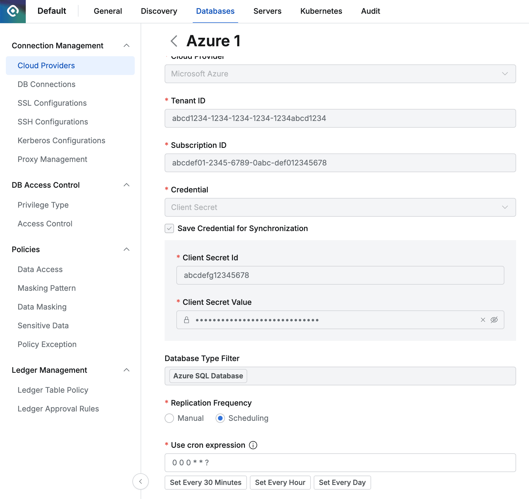 Administrator > Databases > Connection Management > Cloud Providers > Details