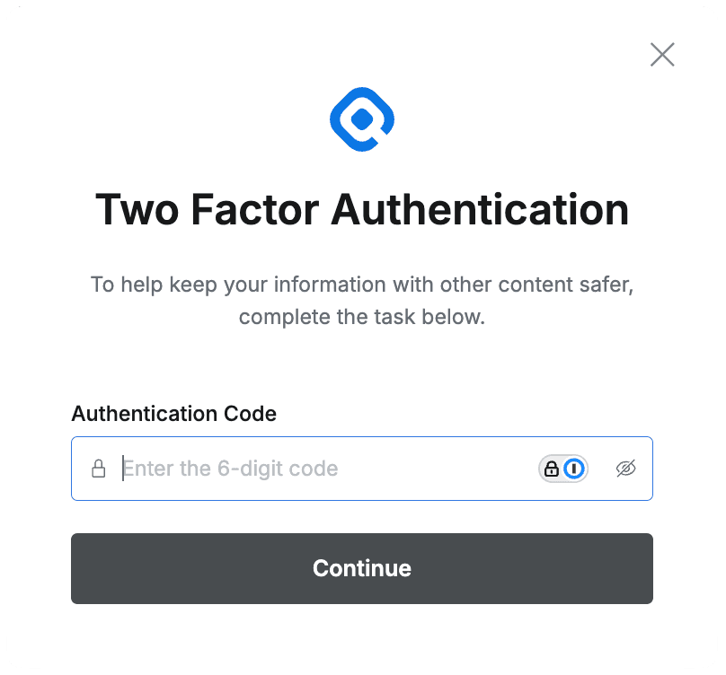 Enter One-Time Authentication Code