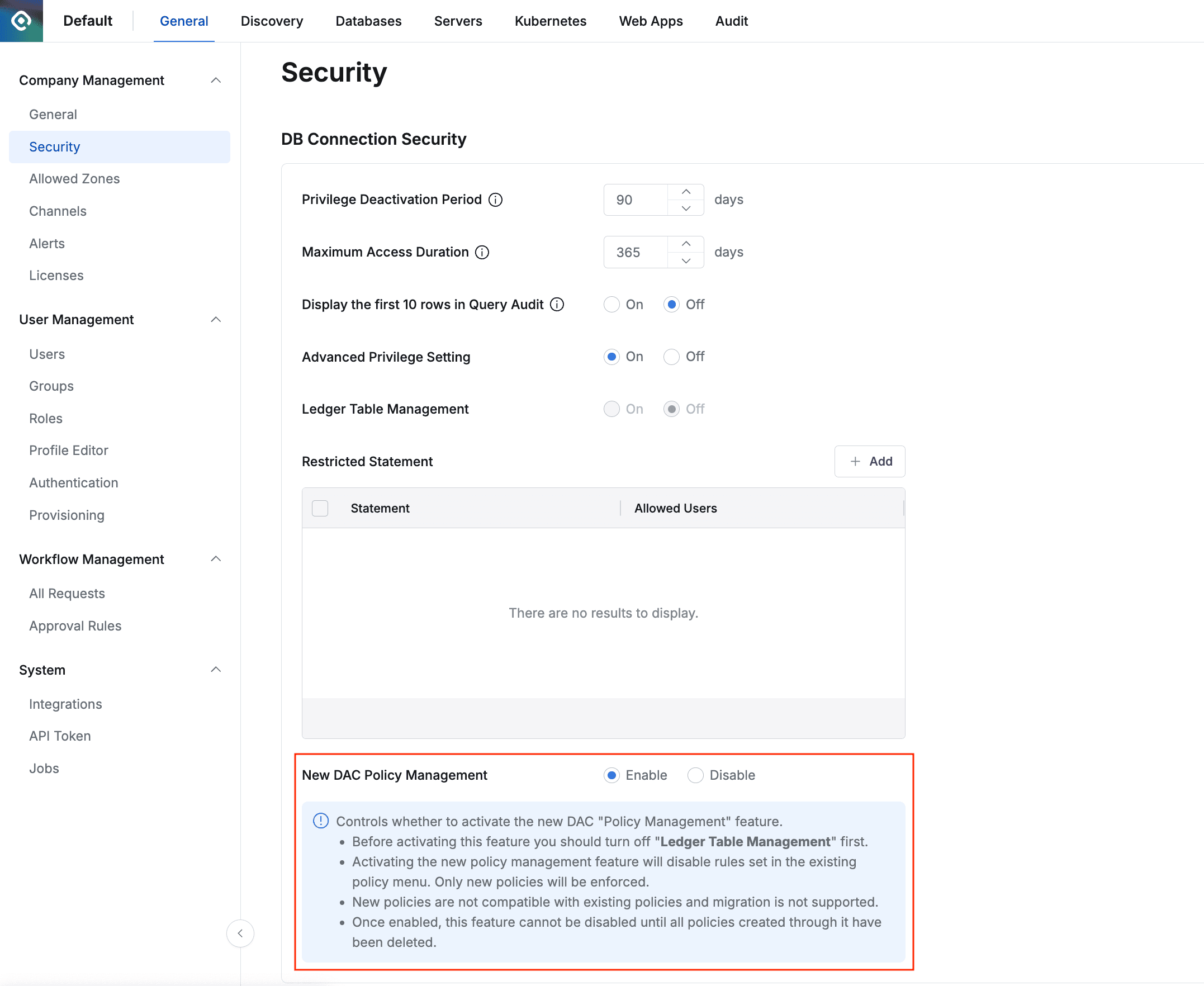 Enable New DAC Policy Management