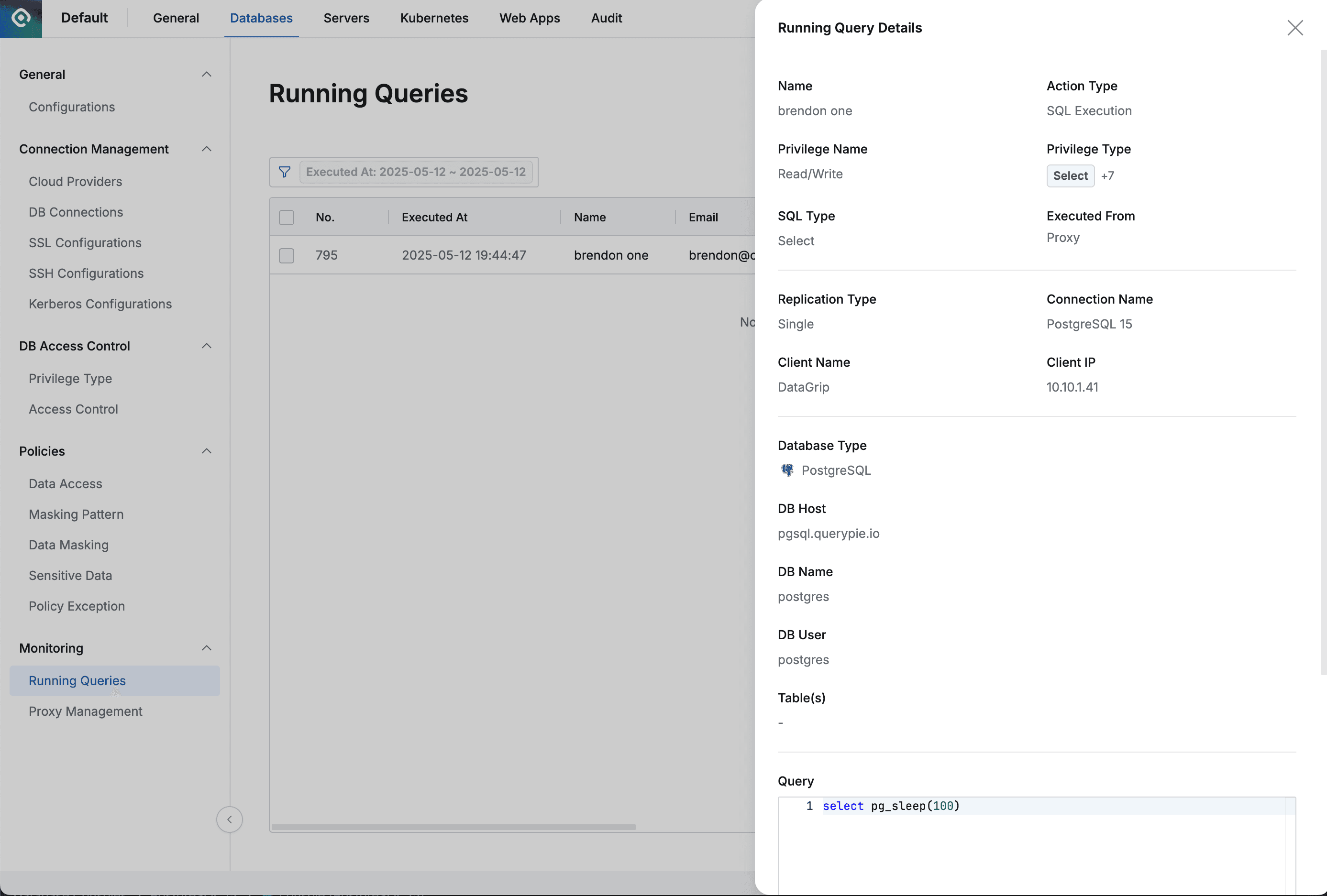 Databases > Monitoring > Running Queries > Running Query Details