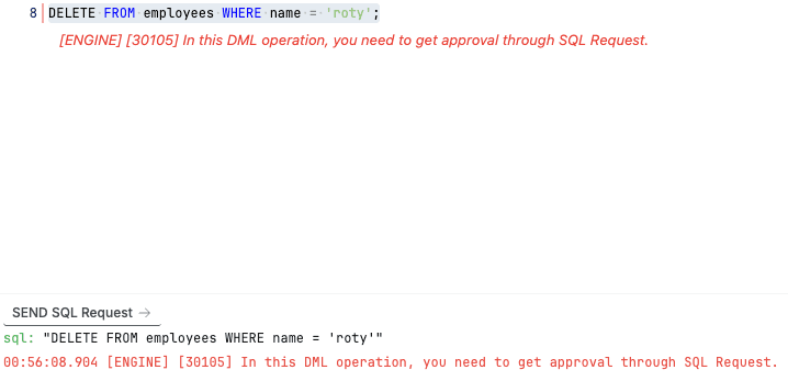 Warning message in Web Editor
