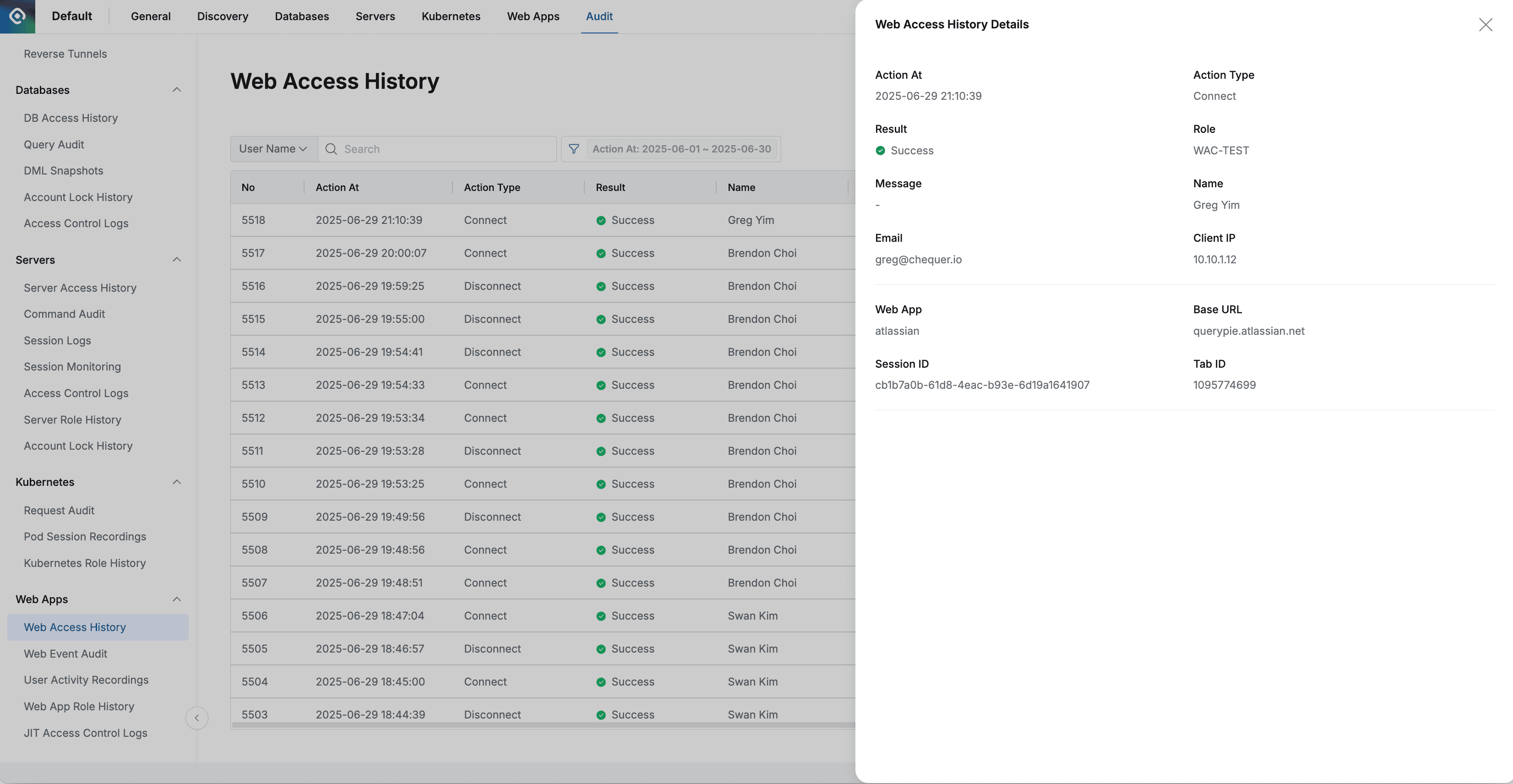 Administrator > Audit > Web Apps > Web Access History > Web Access History Details