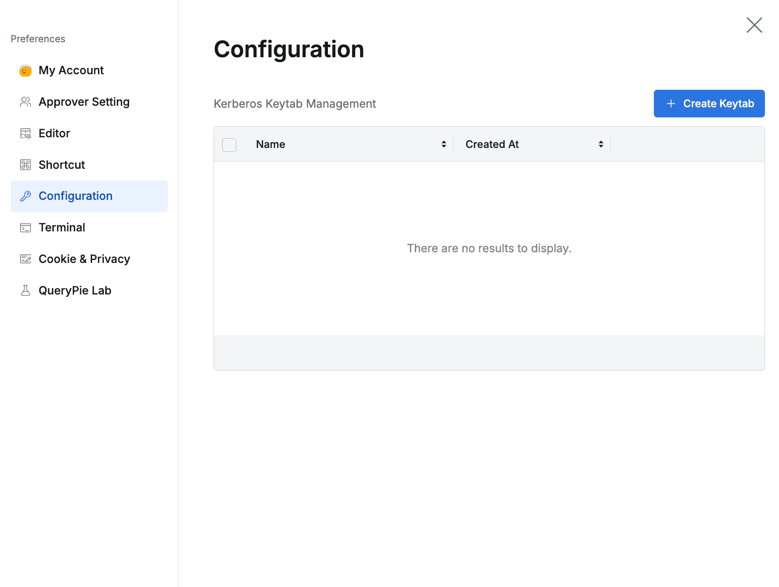 Top menu bar > Profile > Preferences > Configuration