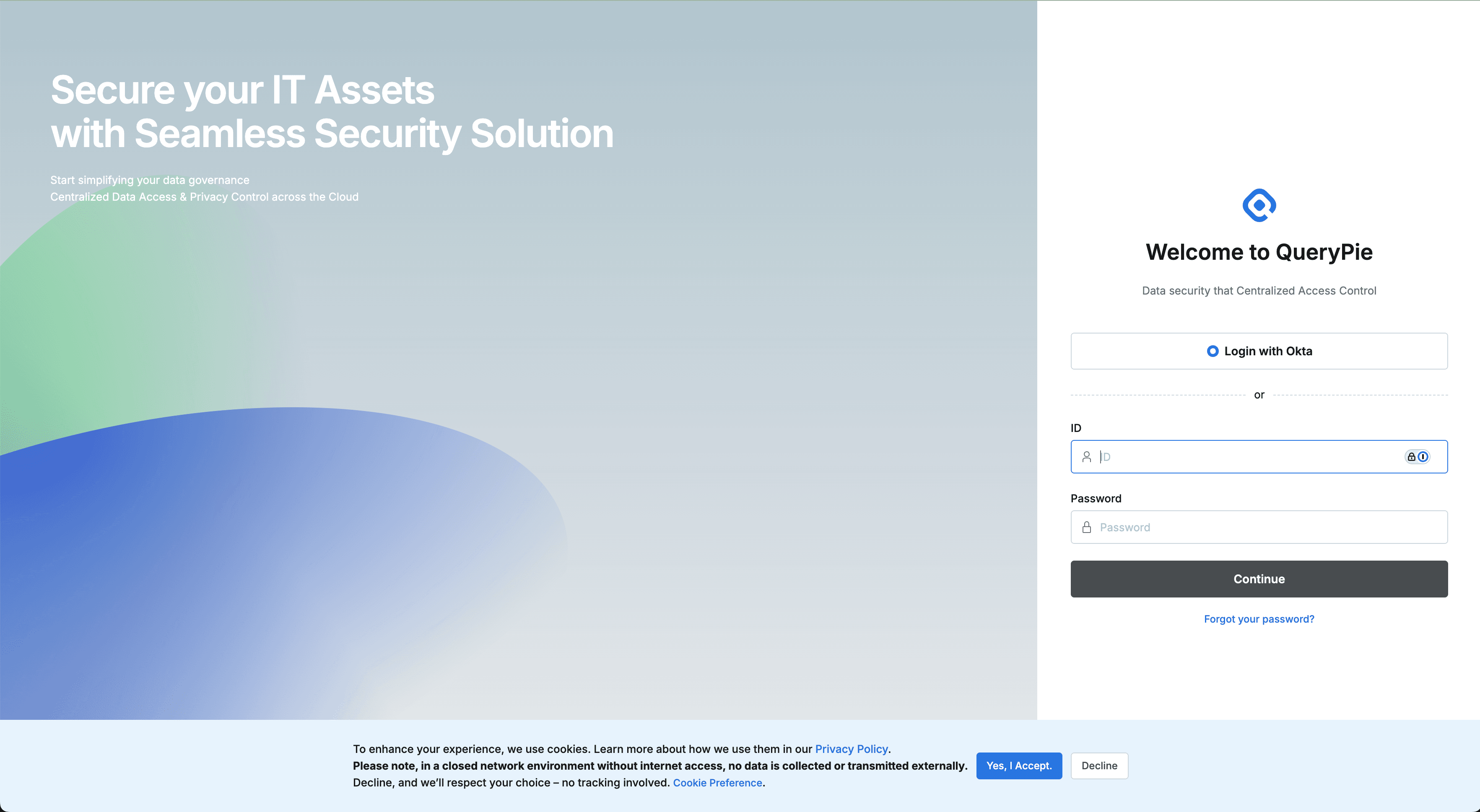 QueryPie Login Screen