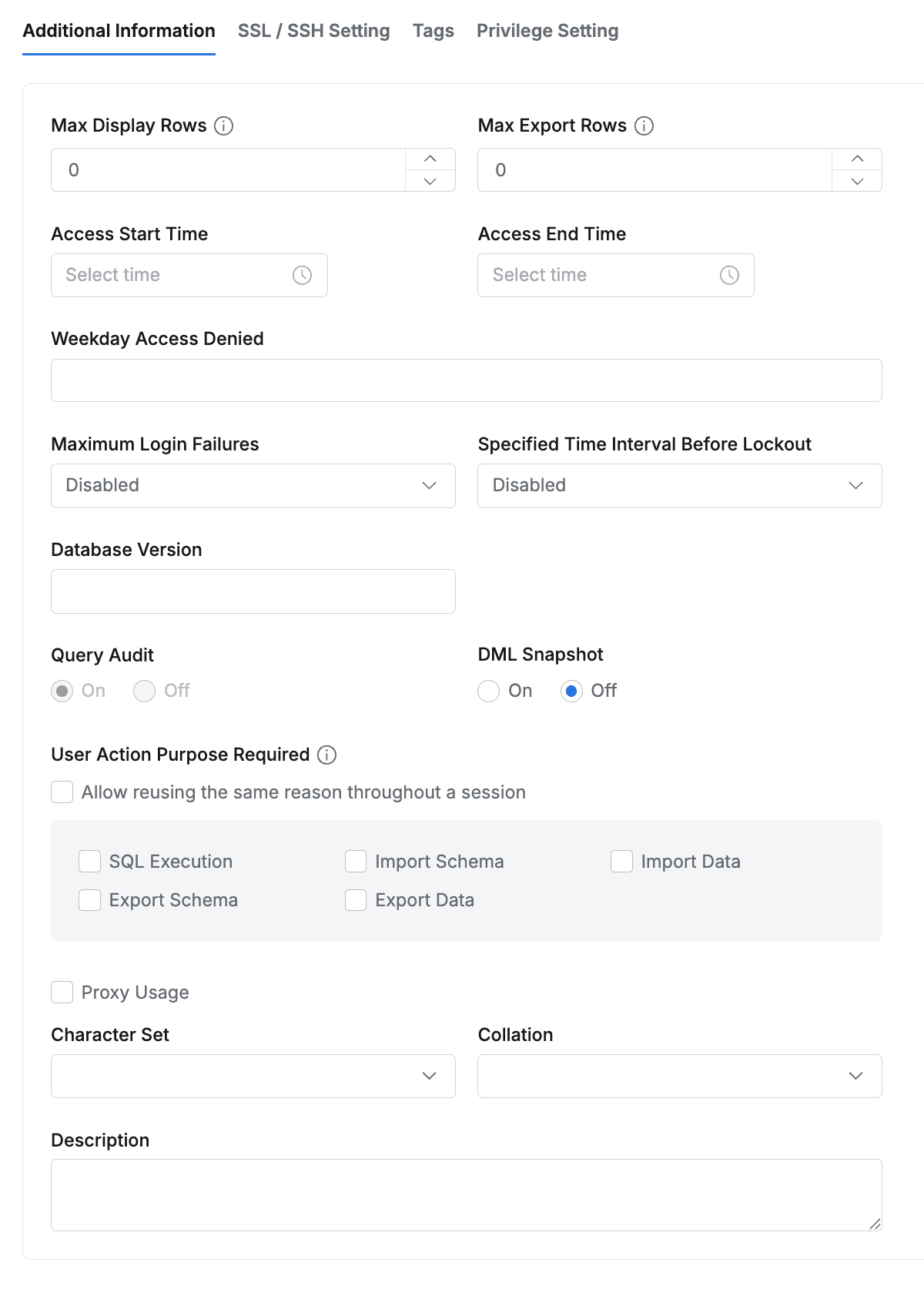 Additional Information tab