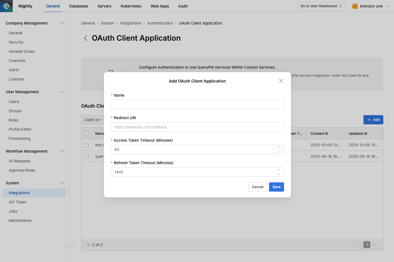 Add OAuth Client Application