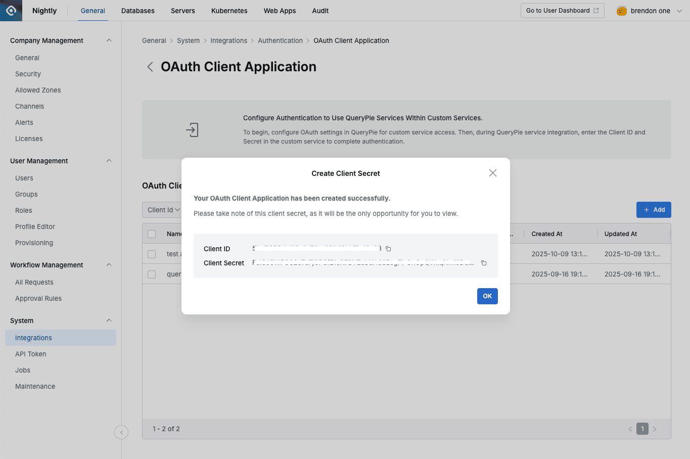 Client ID and Client Secret