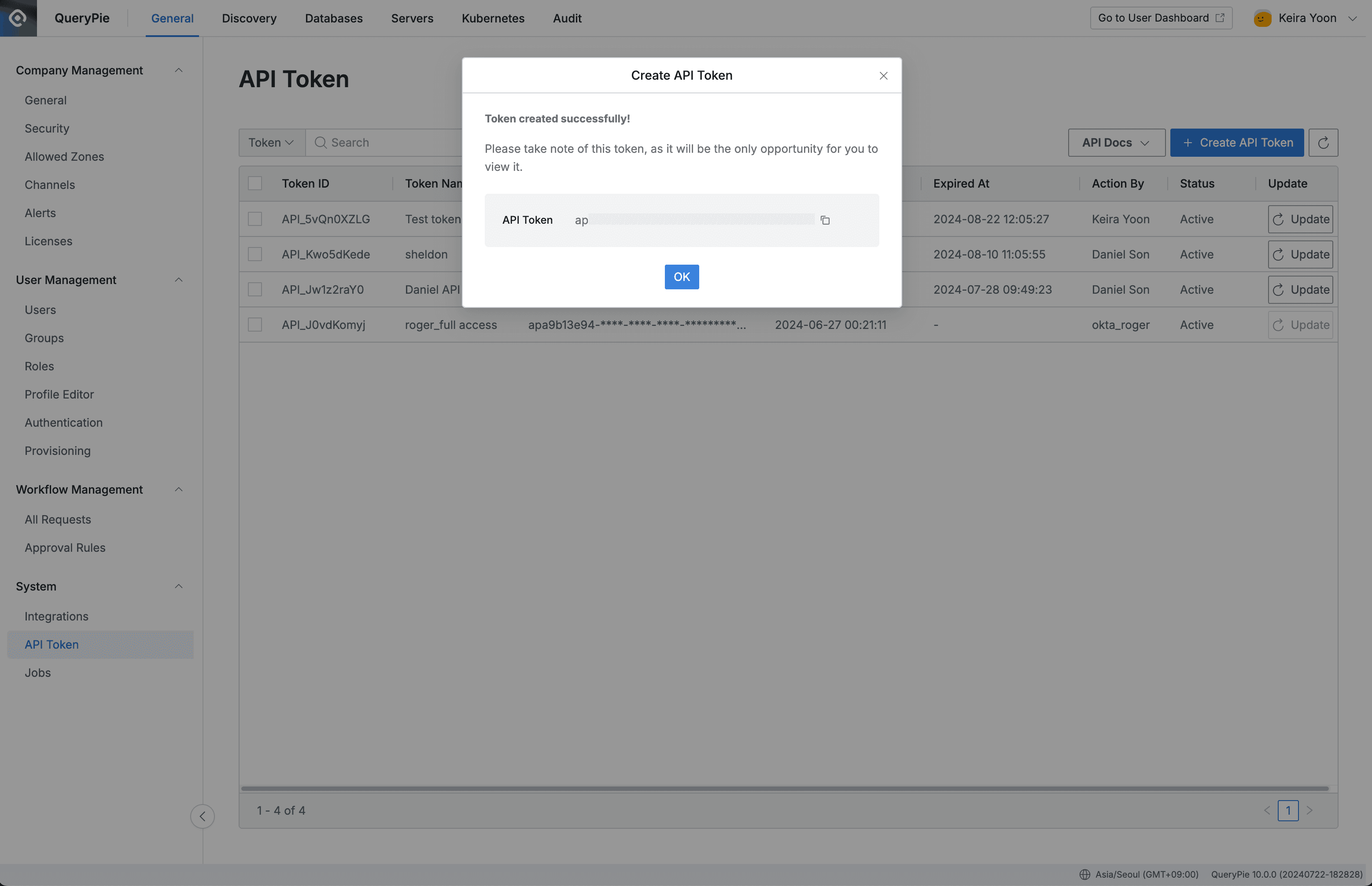 General Settings > System > API Token > Create API Token
