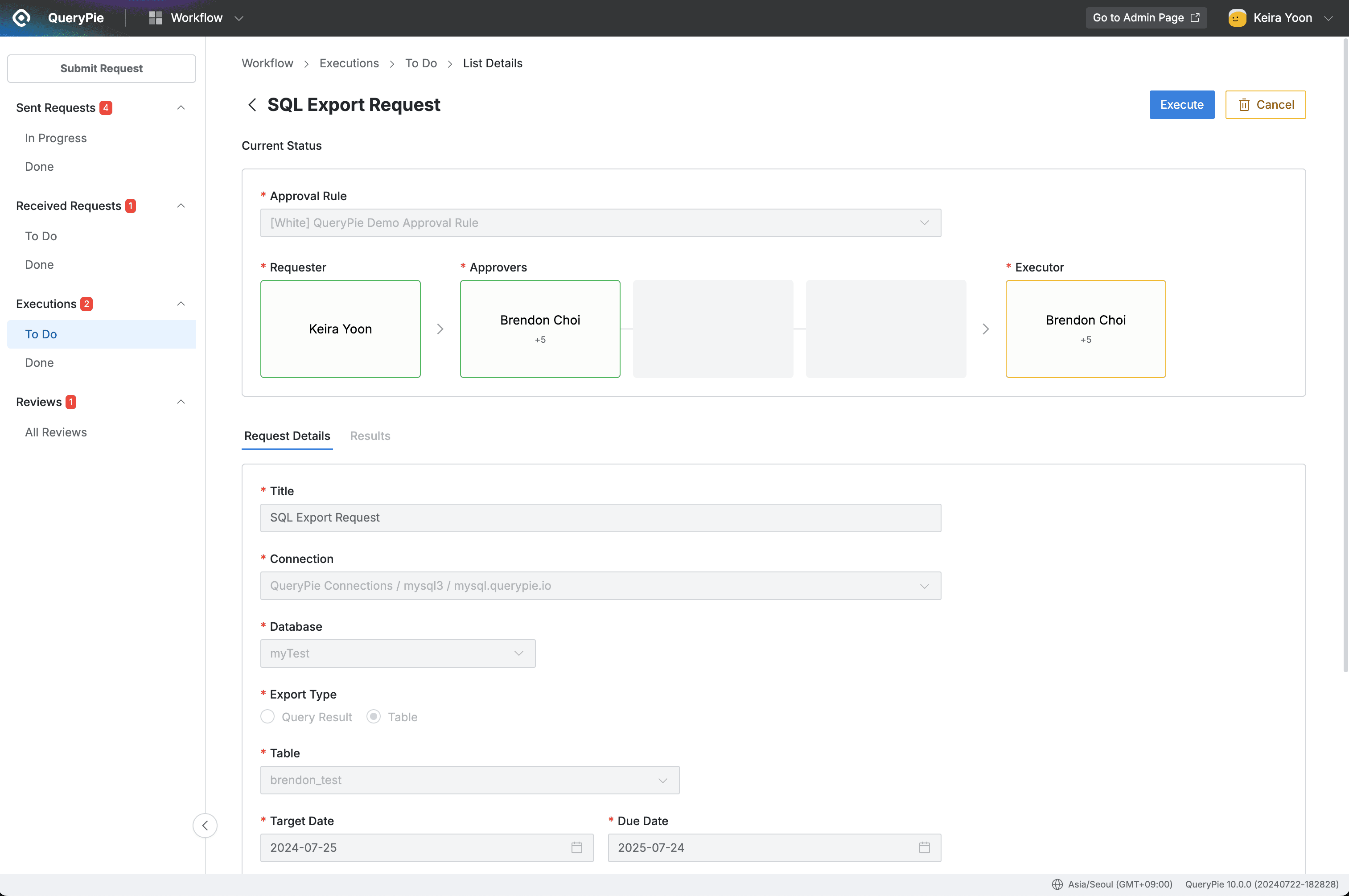 Workflow > Executions > To Do