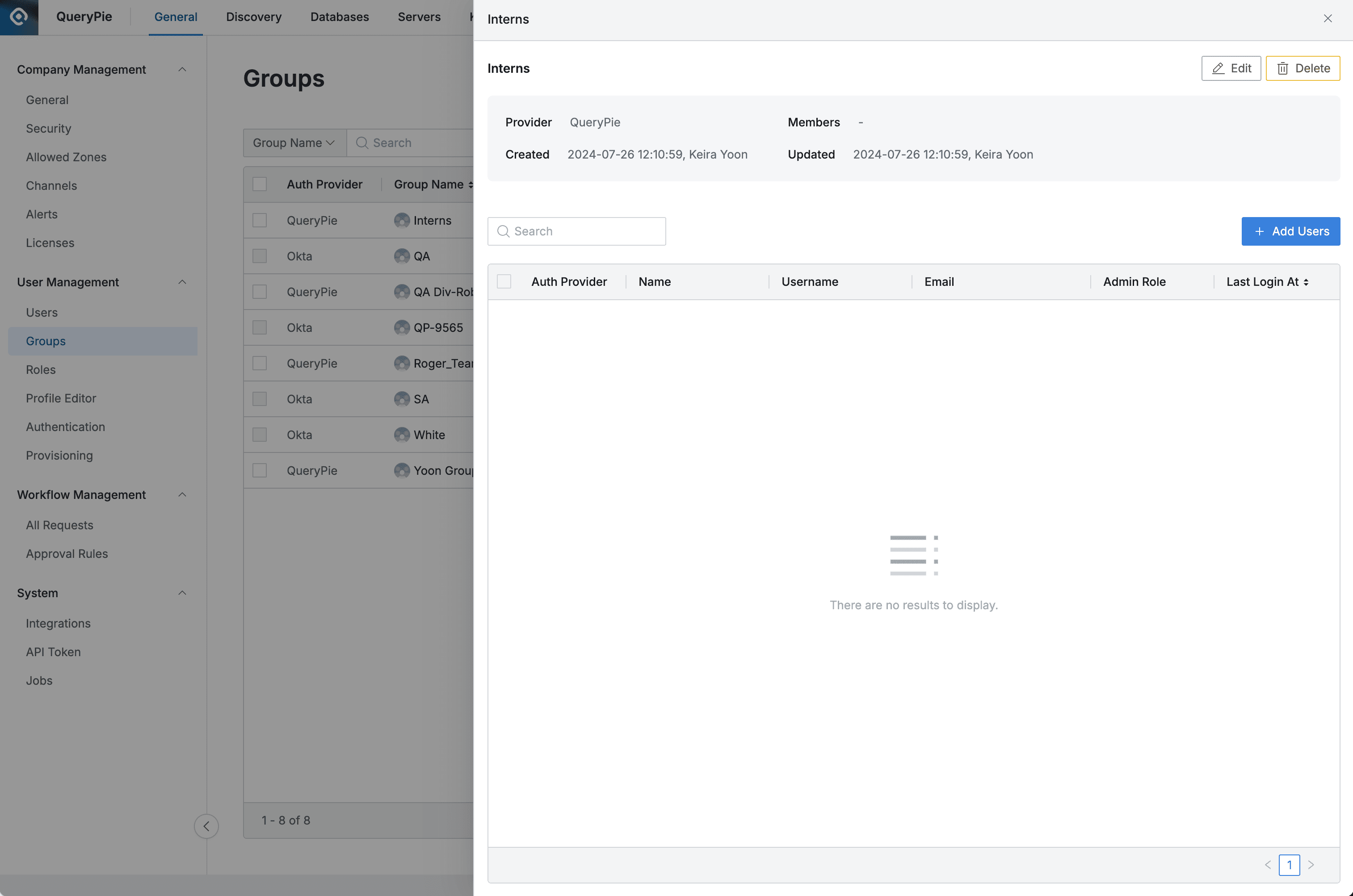 Administrator > General > User Management > Groups > 상세 정보