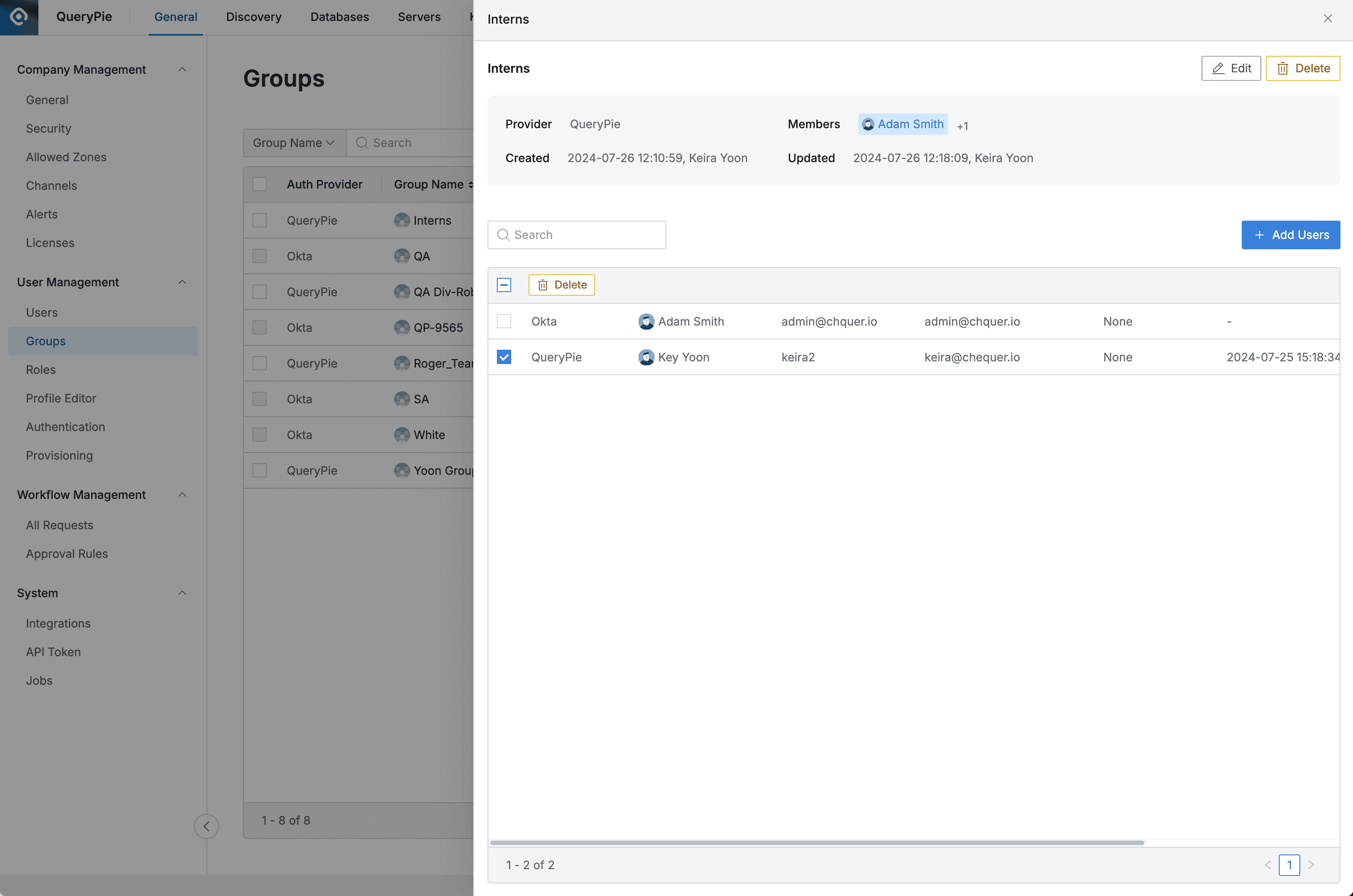 Administrator > General > User Management > Groups > Details