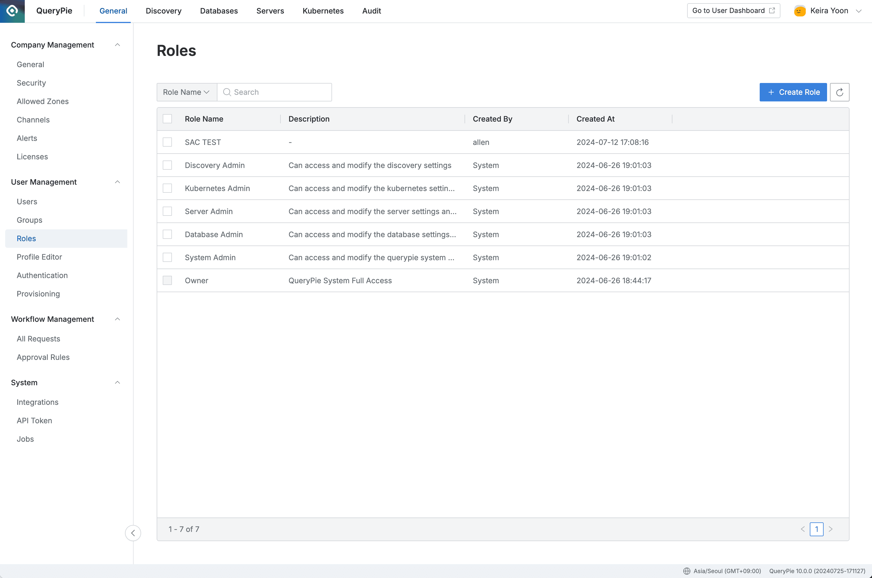 Administrator > General > User Management > Roles