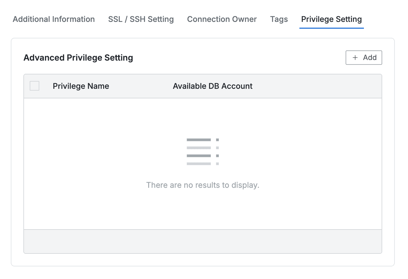 Privilege Setting tab