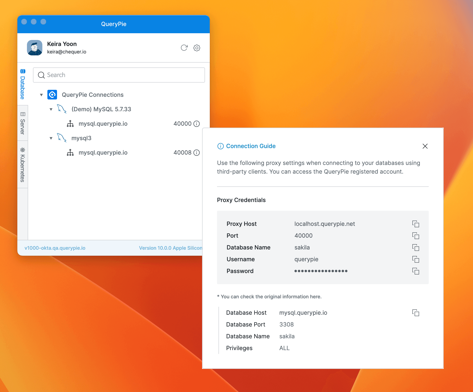 Agent > DB Connection Information