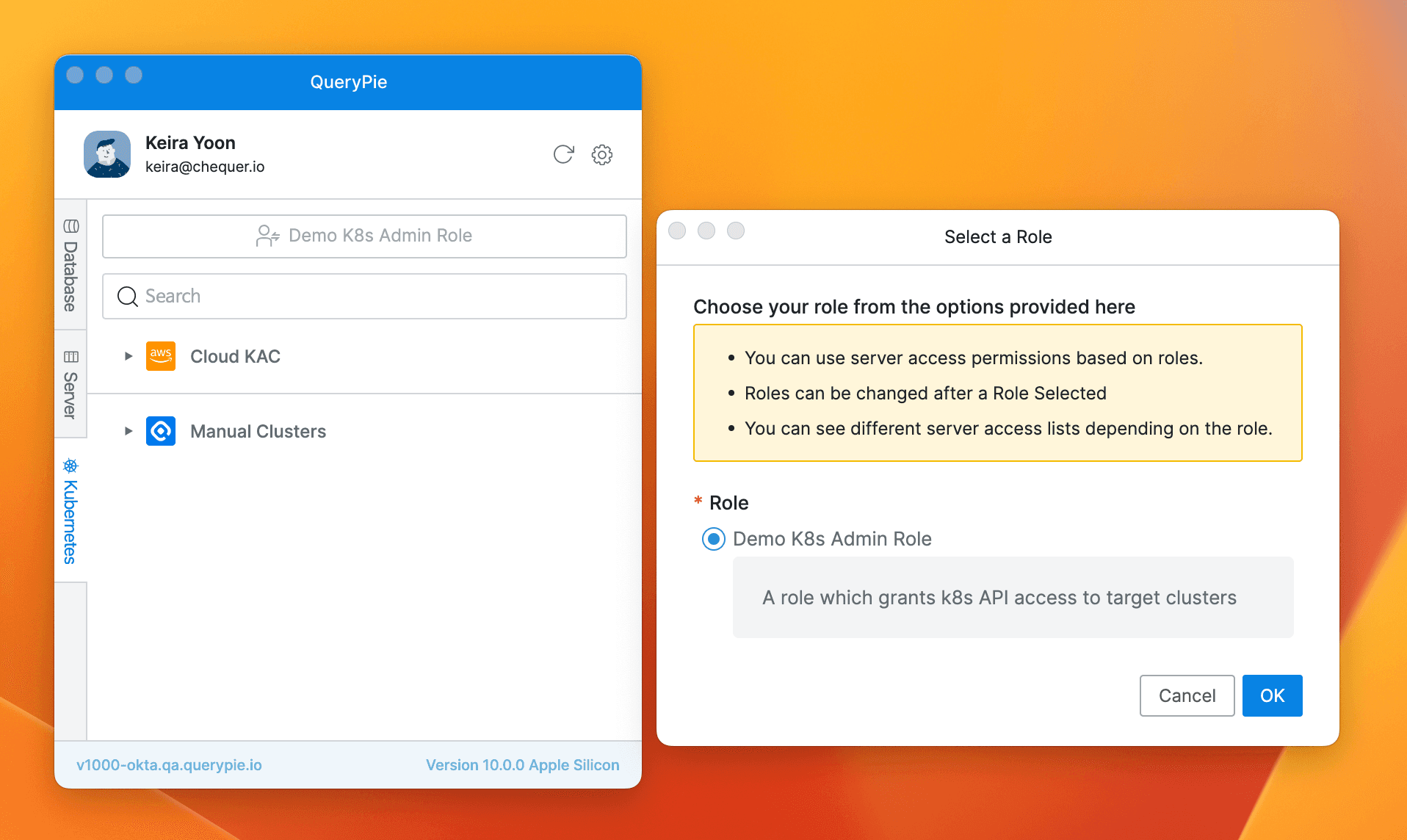 Agent > Kubernetes > Select a Role