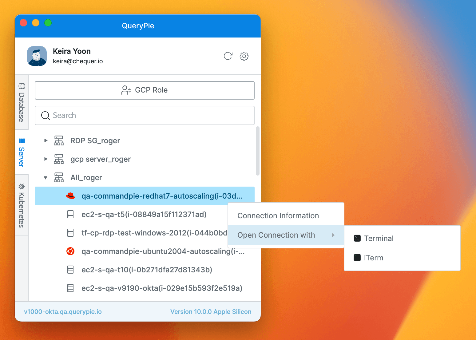 Agent > Server > Open Connection with