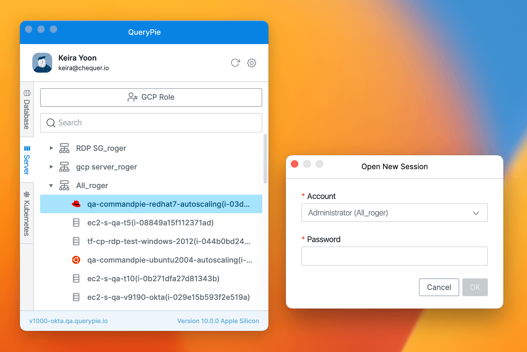 Agent > Server > Open New Session