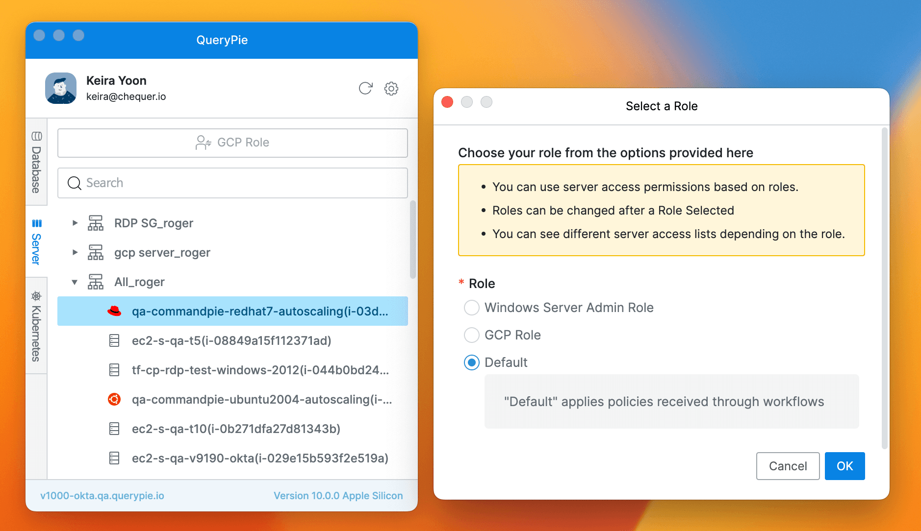 Agent > Server > Select a Role