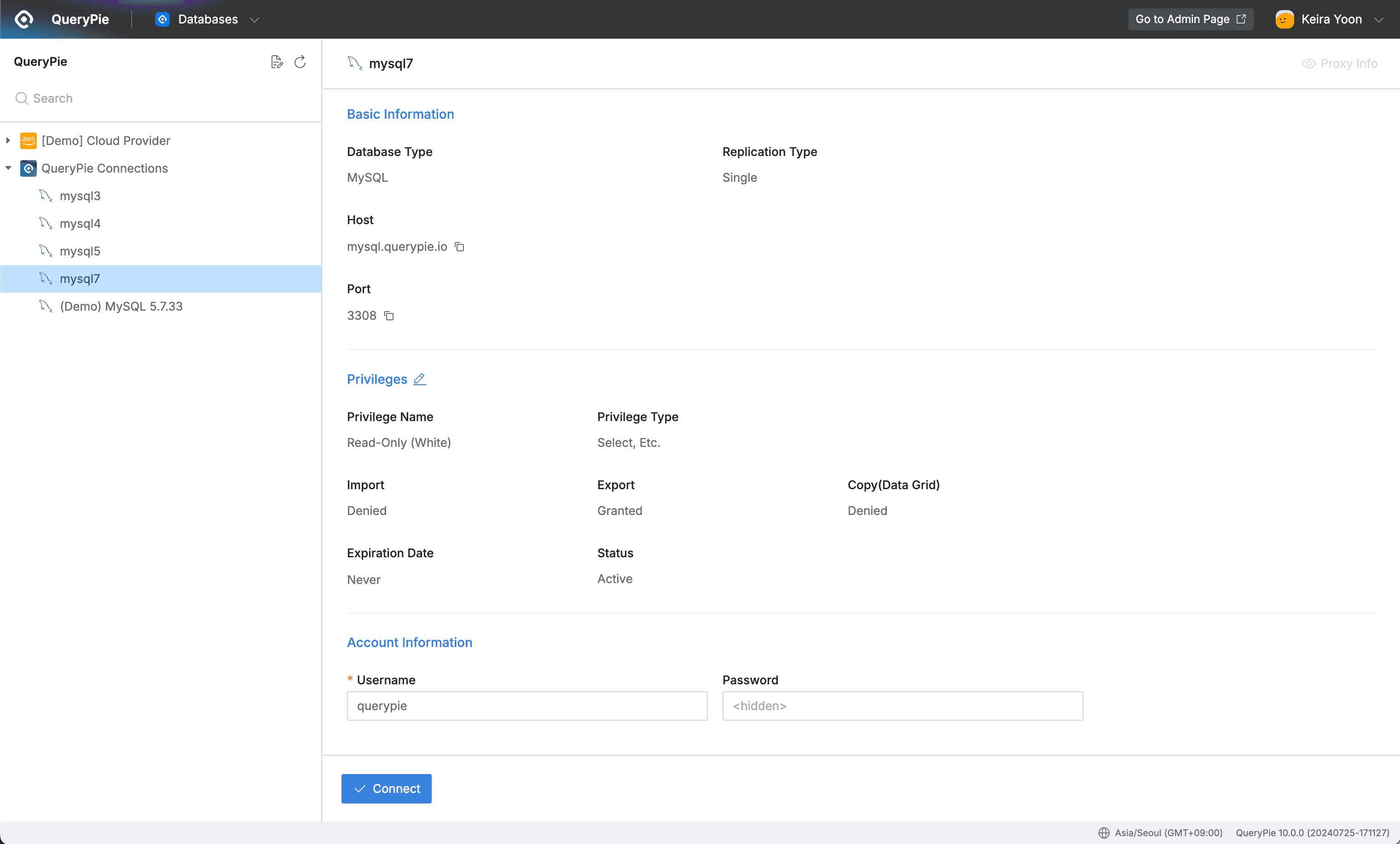 QueryPie Web > Databases > Connections