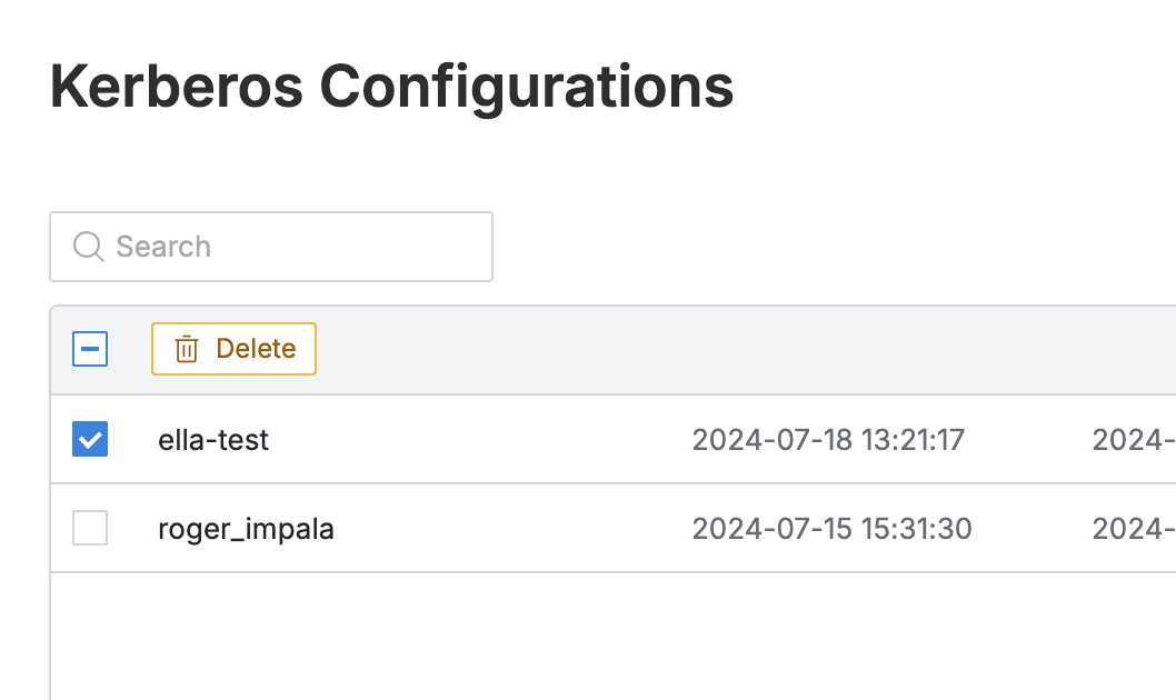 Administrator > Databases > Connection Management > Kerberos Configurations > Delete Keytab