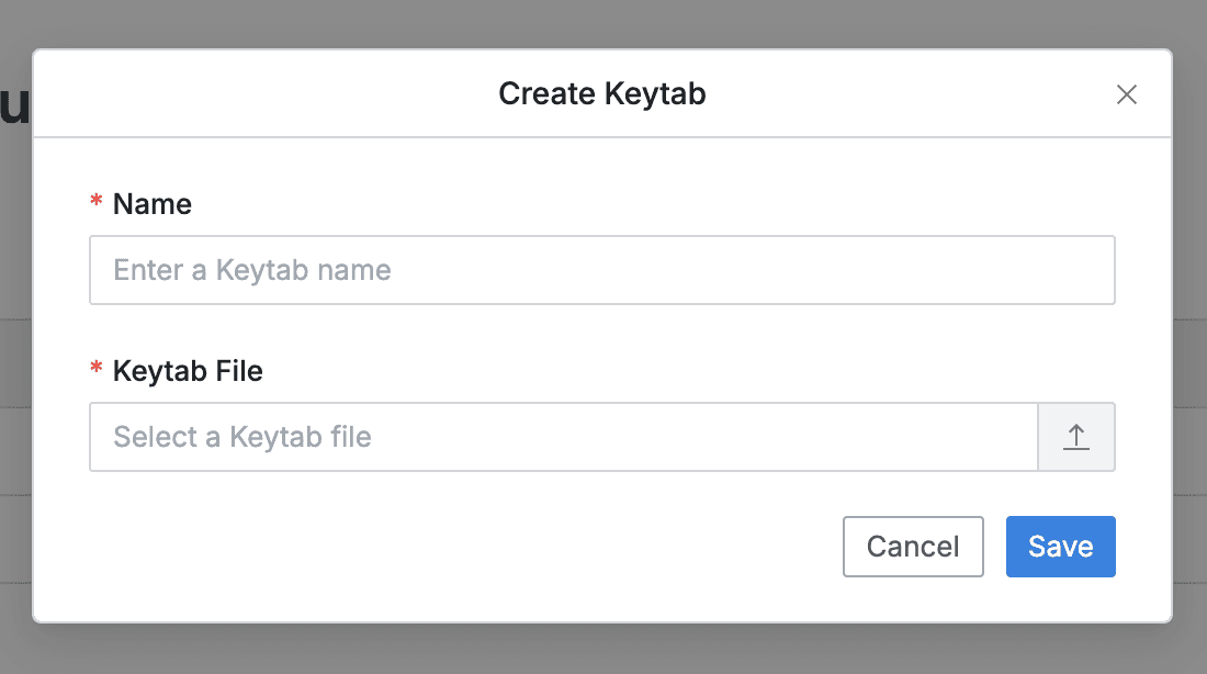 Administrator > Databases > Connection Management > Kerberos Configurations > Create Keytab