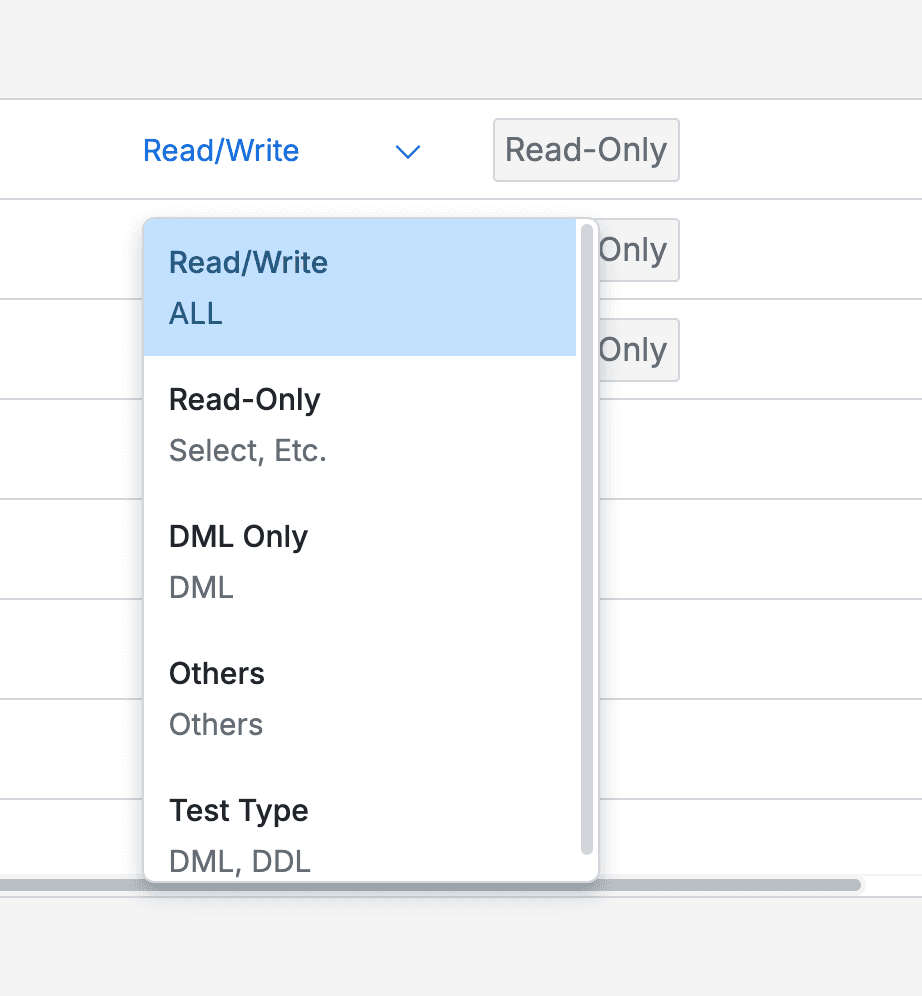 Specifying per connection through dropdown