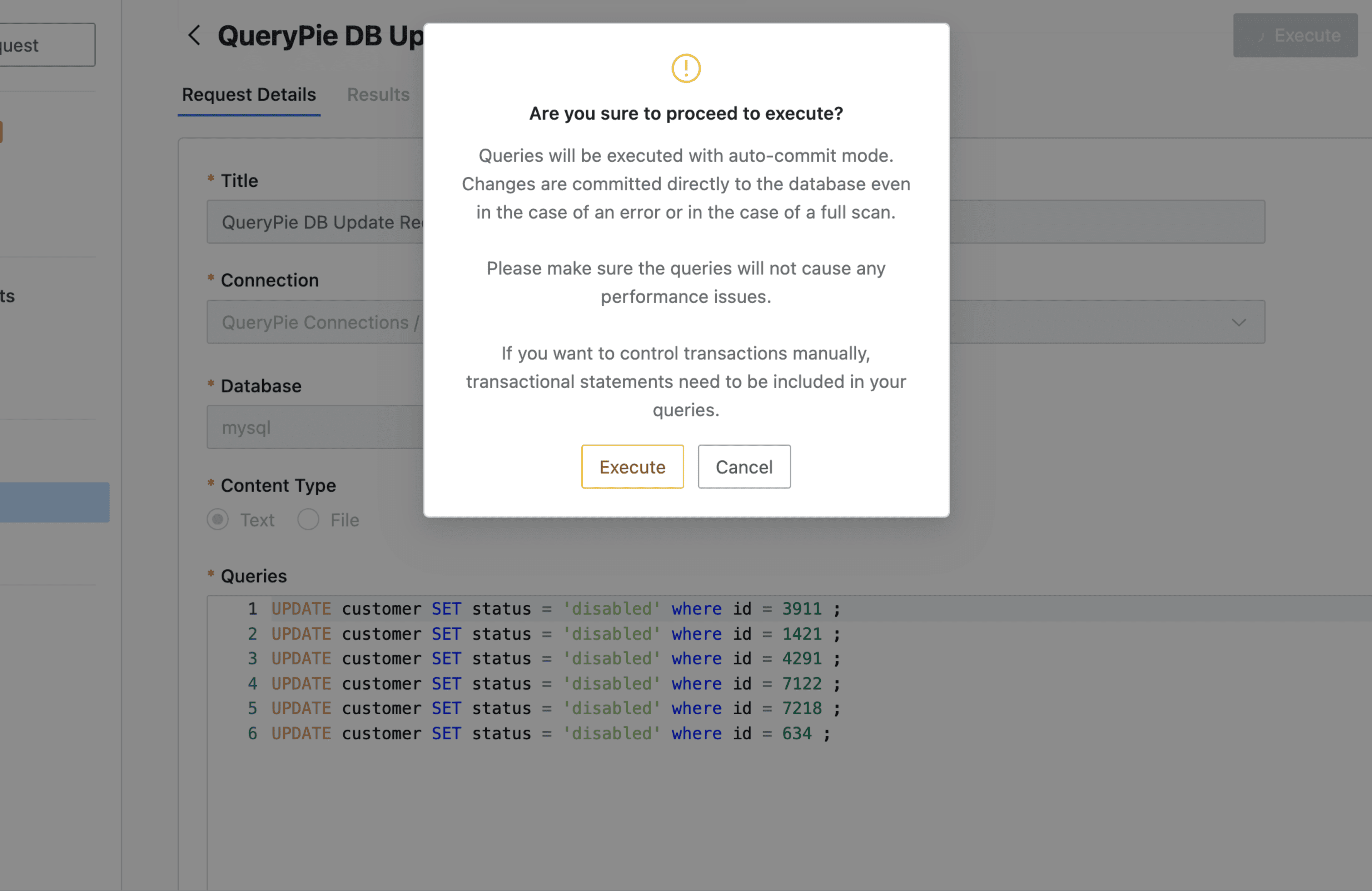 Workflow > Executions > To Do > Request Details > Execute