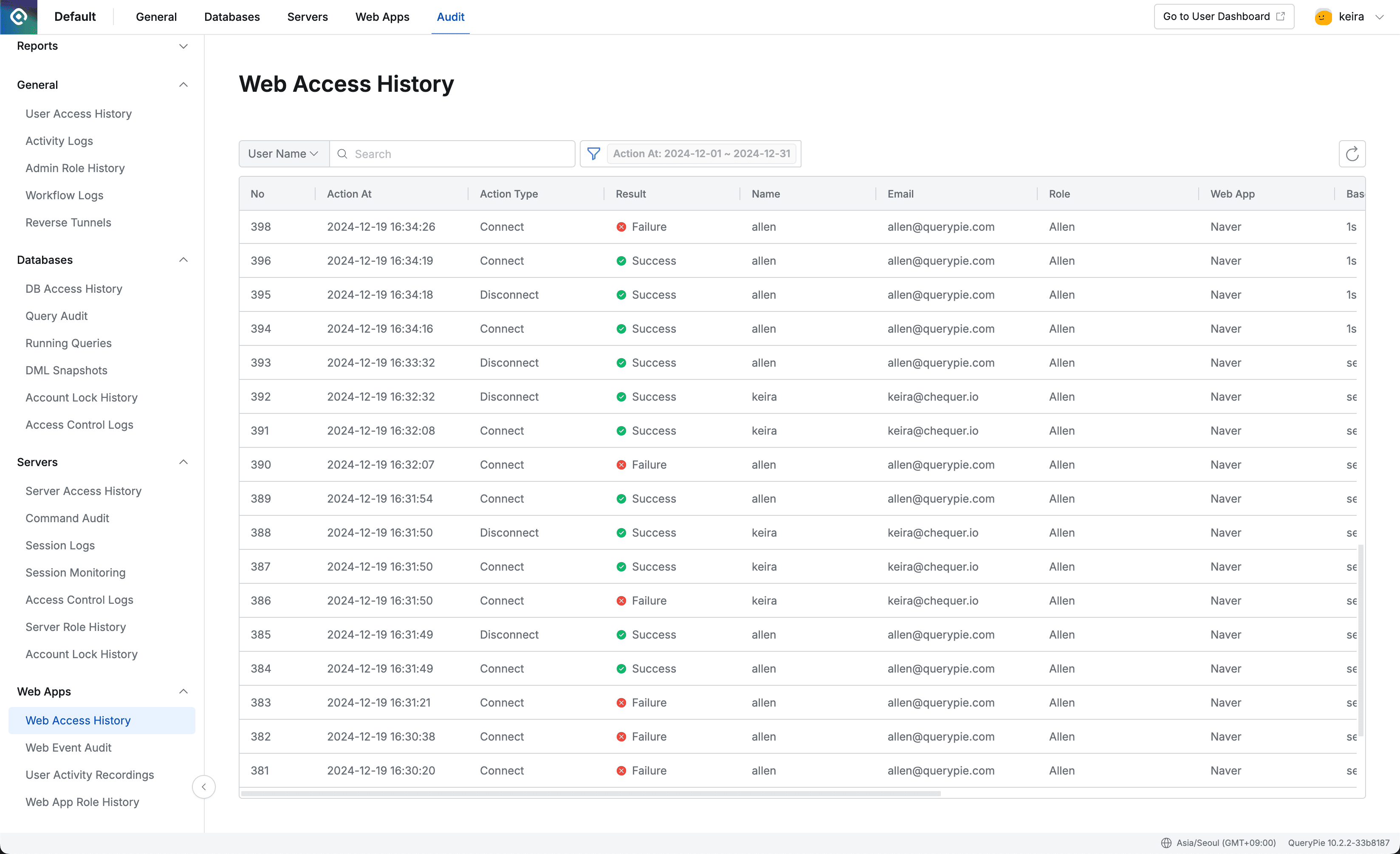 Admin > Audit > Web Apps > Web Access History