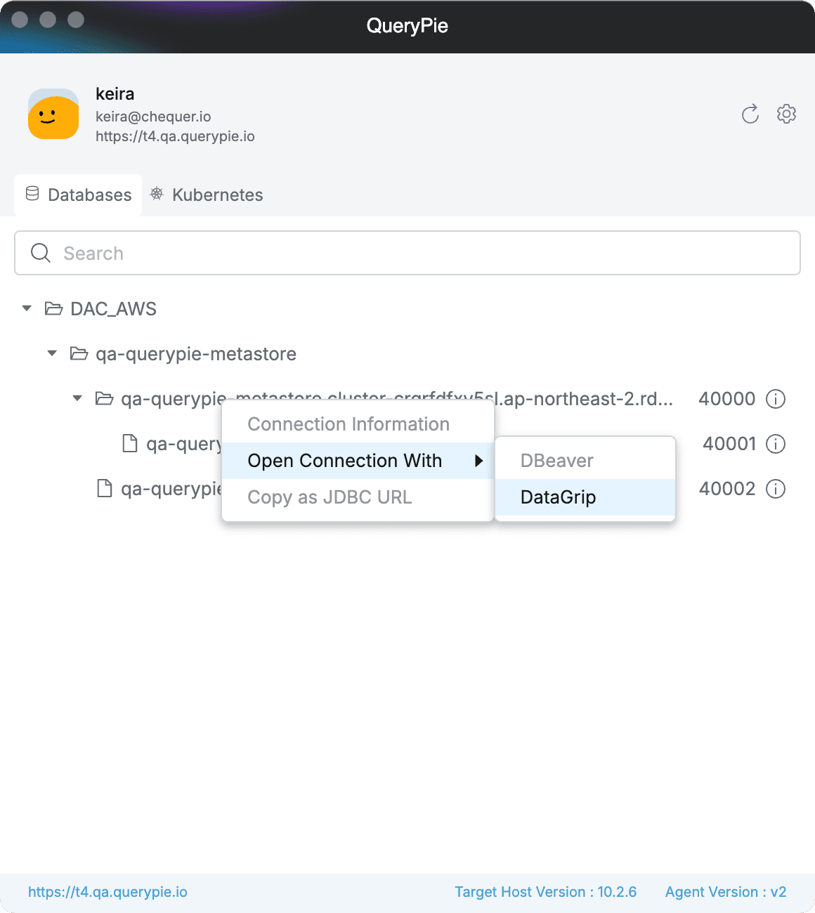 Multi-Agent > Databases > Context-menu