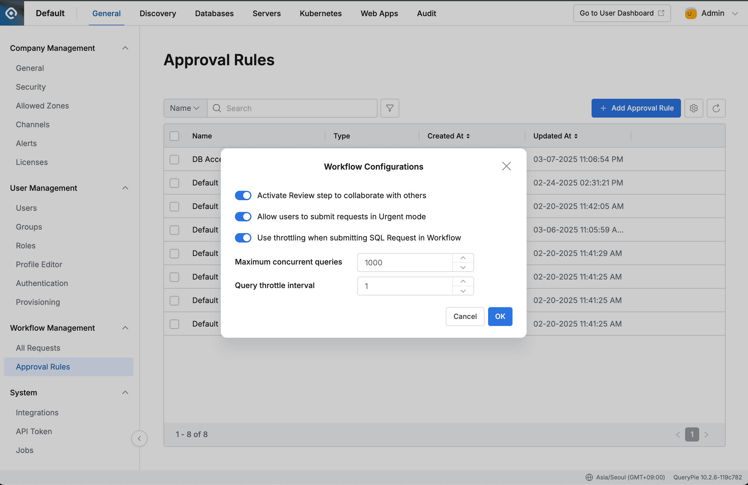 Administrator > General > Workflow Management > Approval Rules > Workflow Configurations