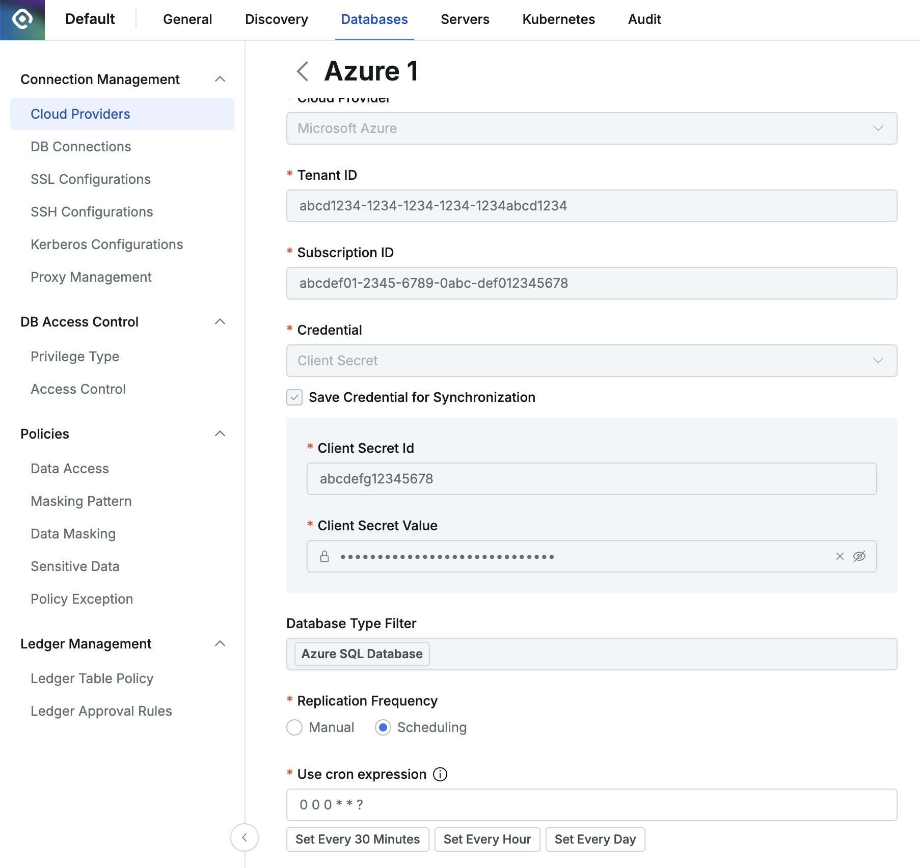 Administrator > Databases > Connection Management > Cloud Providers > Details