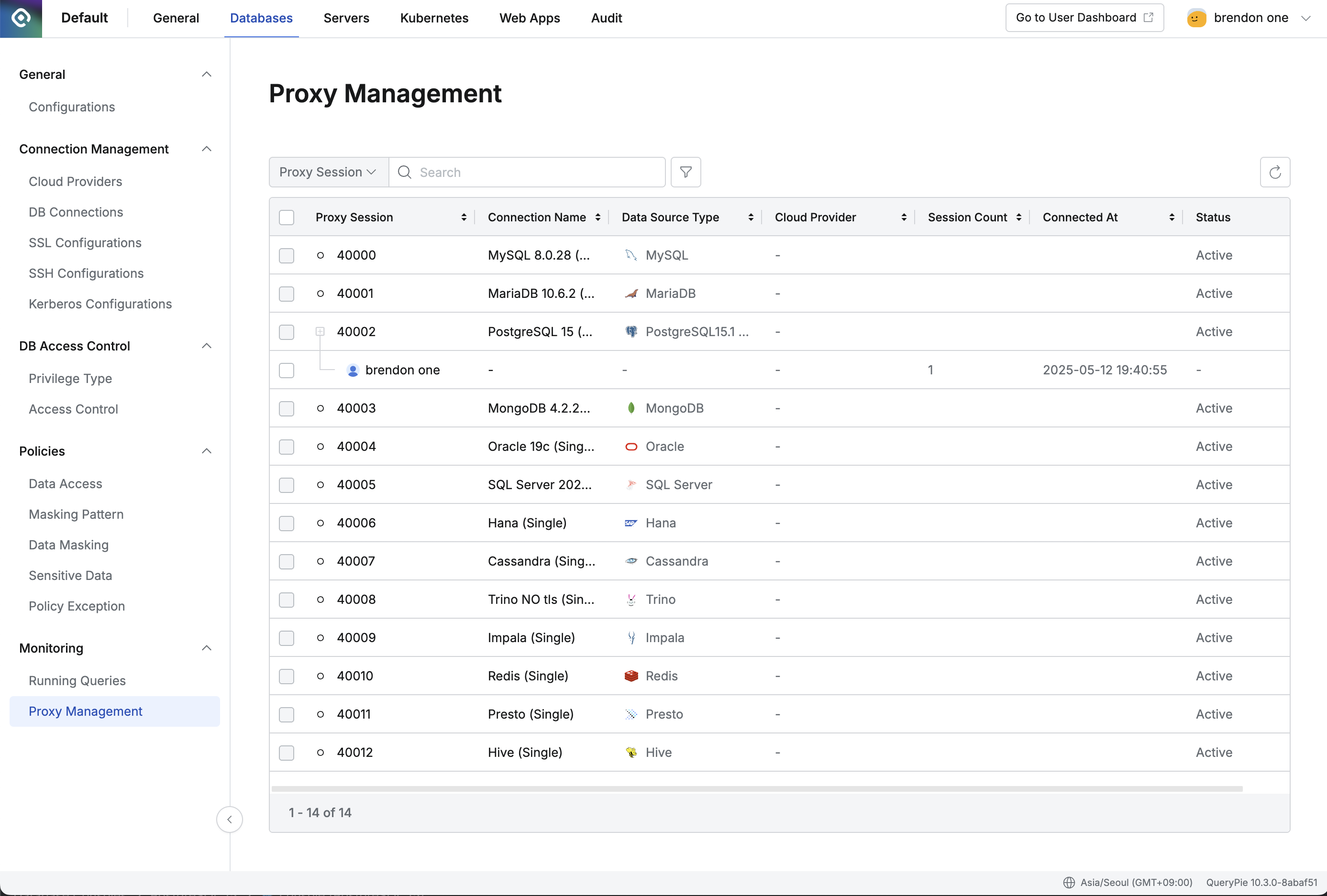 Administrator > Databases > Monitoring > Proxy Management