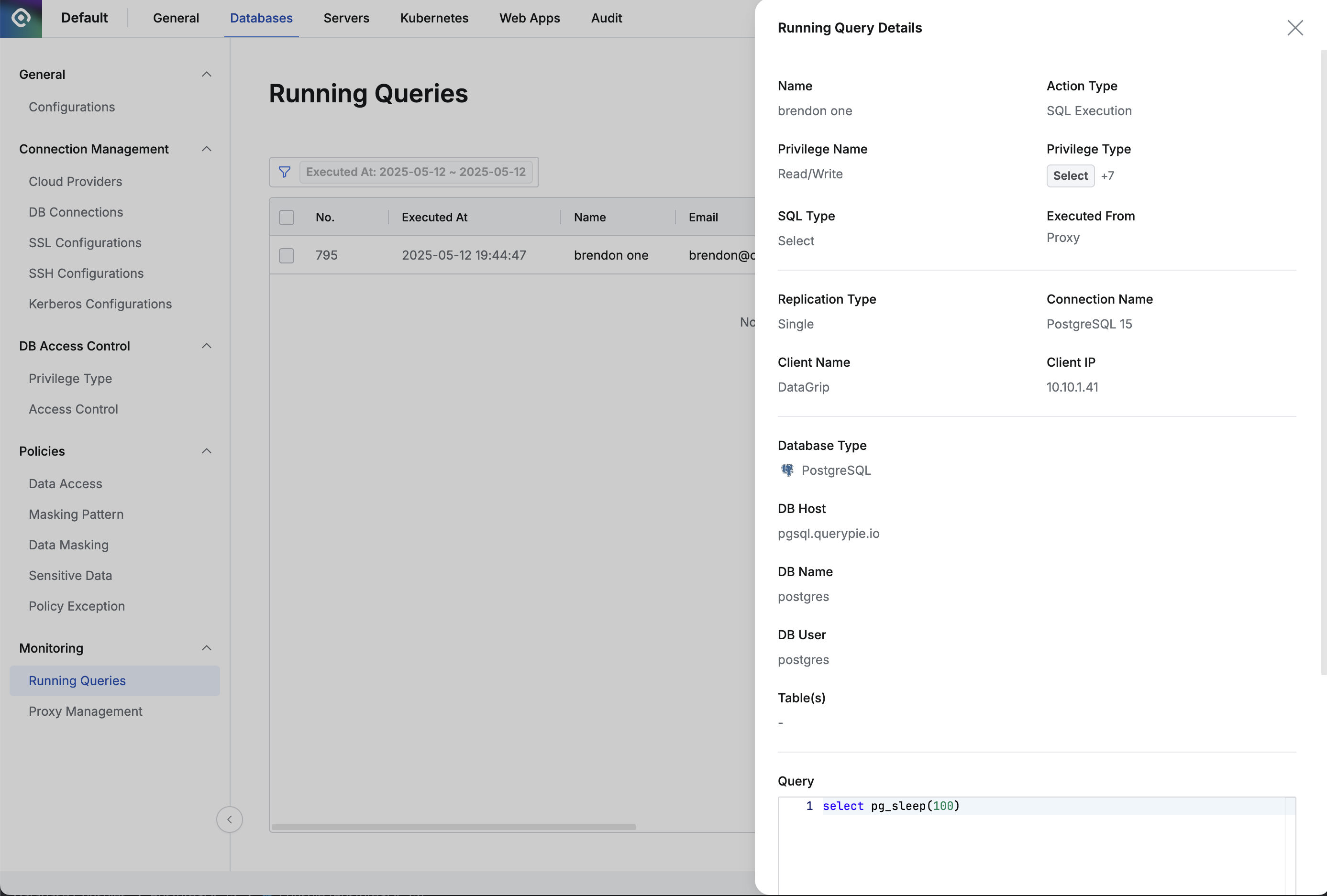 Databases > Monitoring > Running Queries > Running Query Details