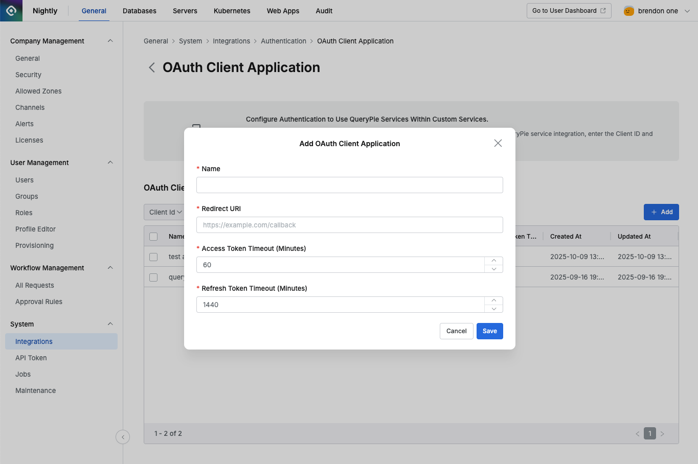 Add OAuth Client Application