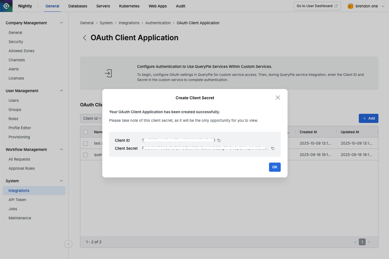 Client ID and Client Secret