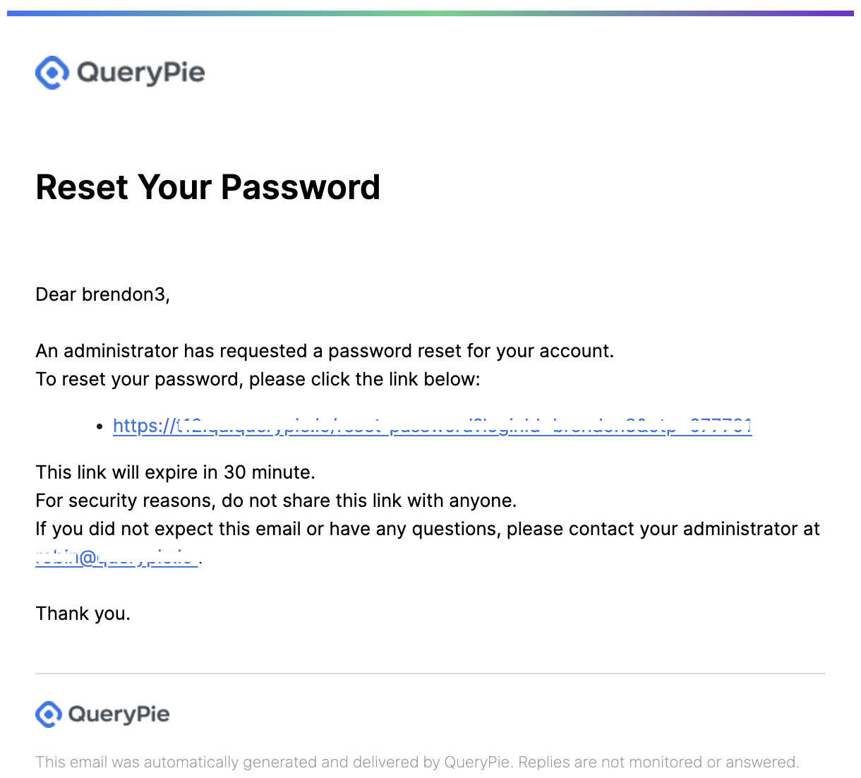 Password Reset Email